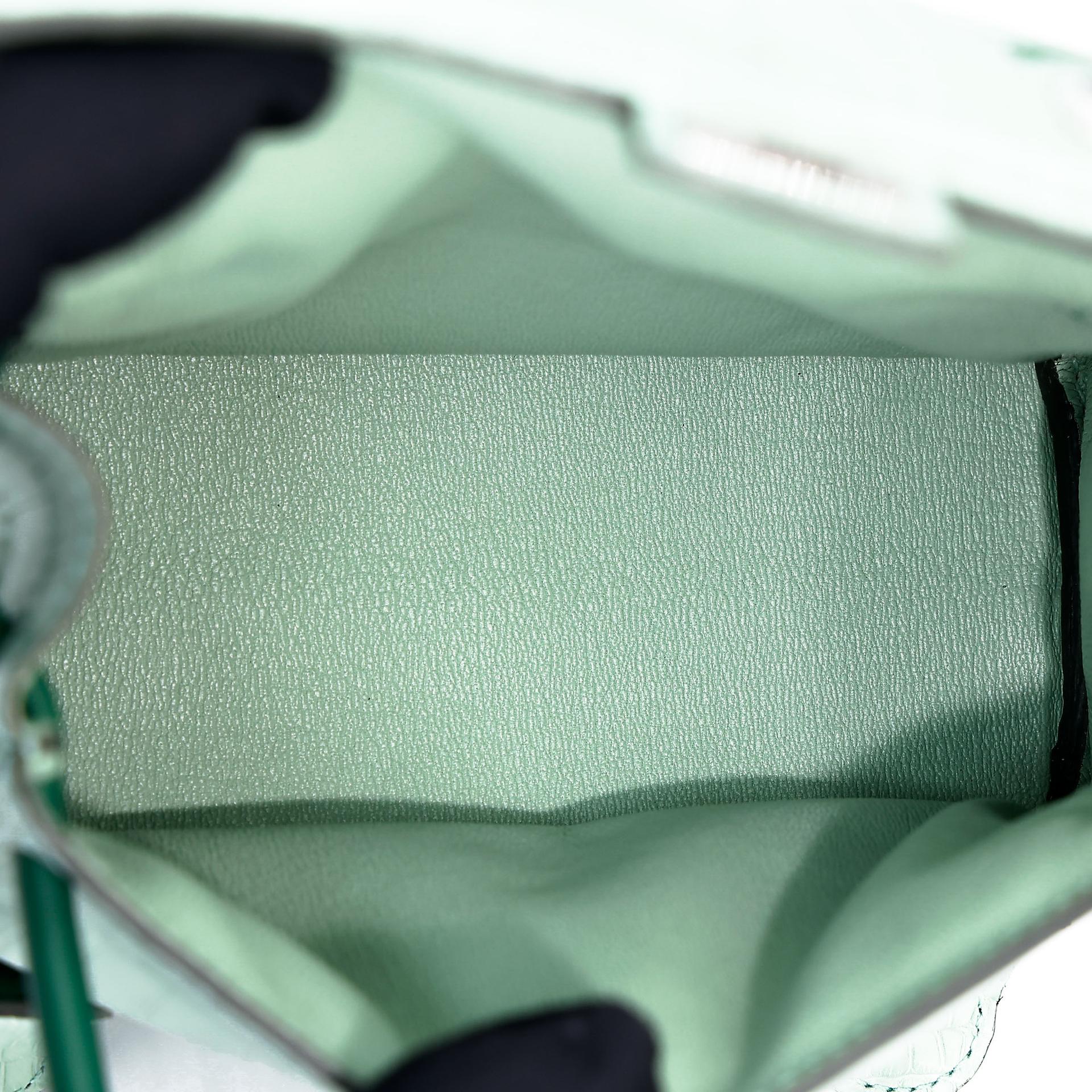 全新 HERMÈS 愛馬仕 限量收藏款 Kelly Doll 6U Vert d’Eau 薄荷綠 65 Vert Moyen 寶石綠 □ 短吻鱷 霧面 銀扣 K刻 2025年 - 19