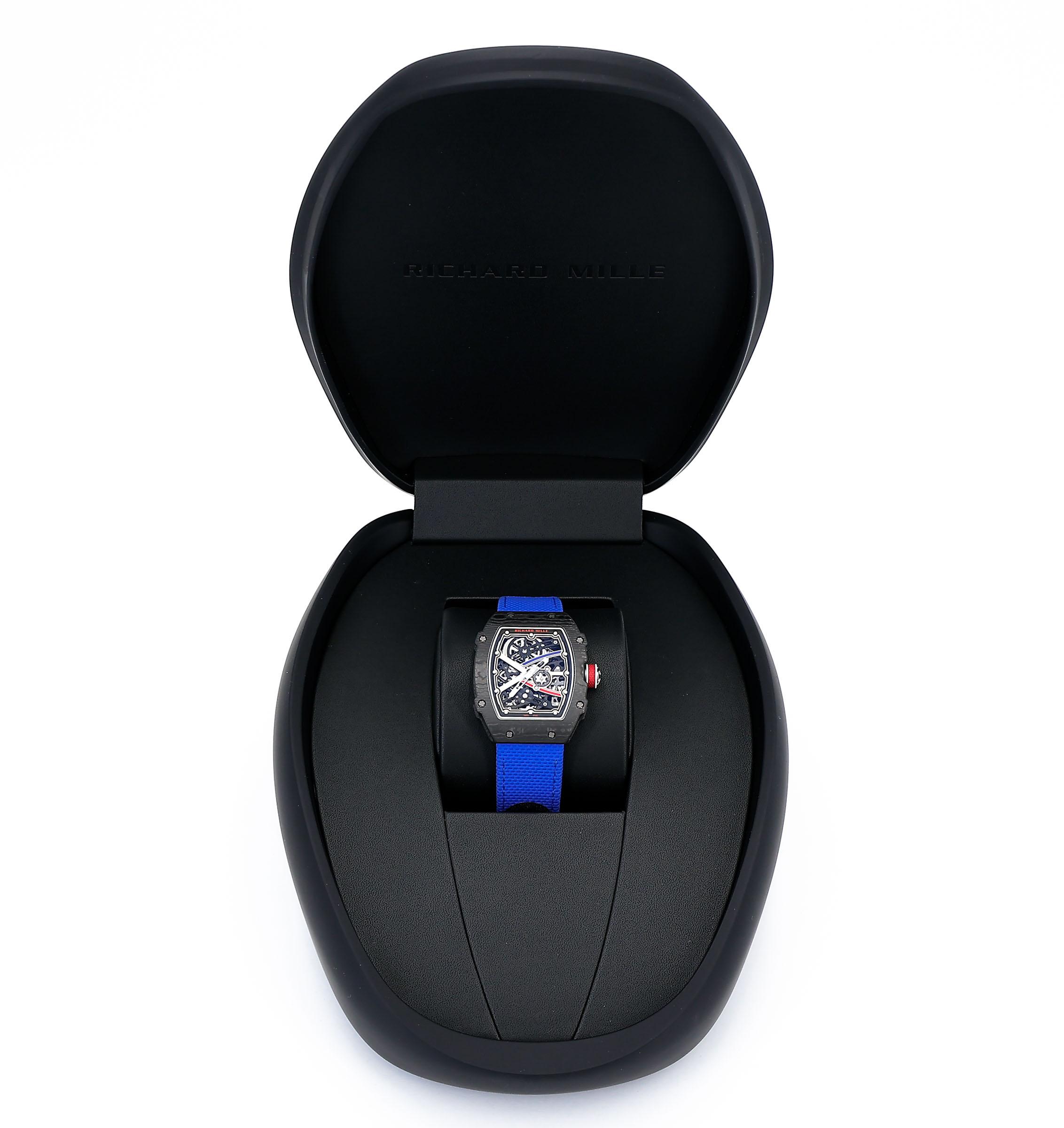 Very Good ( Rank A) Richard Mille RM67-02 SEBASTIEN OGIER Blue White Red Black Carbon fiber Grade 5 titanium alloy - 1