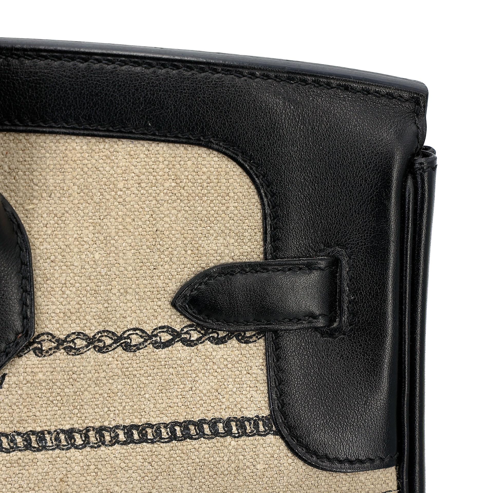 Very Good ( Rank A) HERMÈS Limited Edition Birkin 35 De Camp Dechainee Noir (89) Canvas Swift Palladium hardware C (2018) - 17