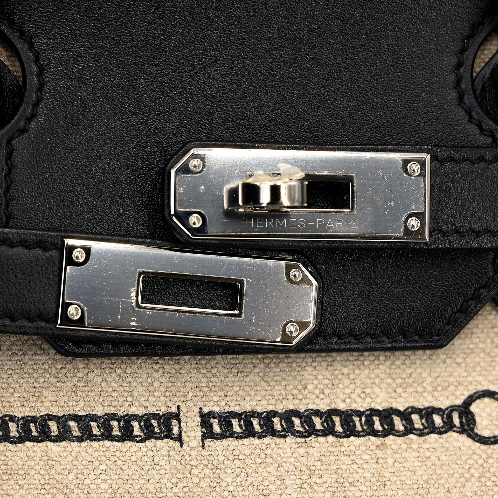 Very Good ( Rank A) HERMÈS Limited Edition Birkin 35 De Camp Dechainee Noir (89) Canvas Swift Palladium hardware C (2018) - 23