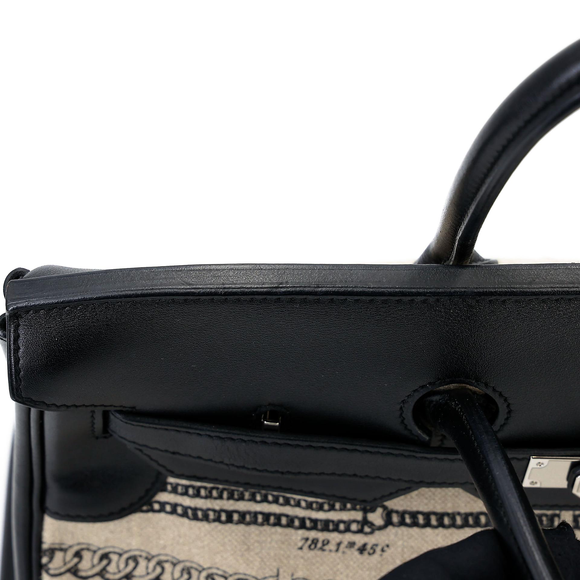 Very Good ( Rank A) HERMÈS Limited Edition Birkin 35 De Camp Dechainee Noir (89) Canvas Swift Palladium hardware C (2018) - 20