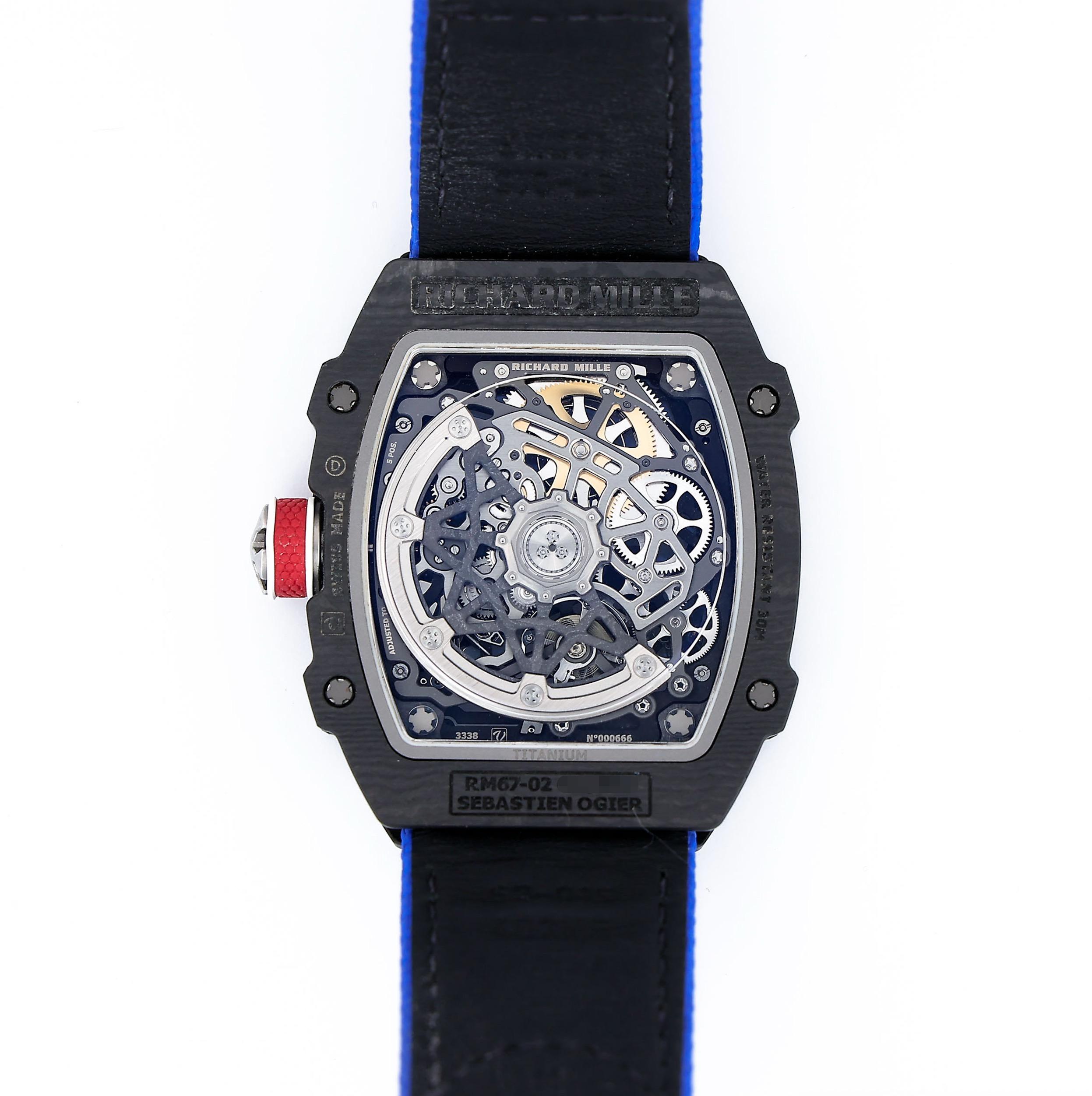 Very Good ( Rank A) Richard Mille RM67-02 SEBASTIEN OGIER Blue White Red Black Carbon fiber Grade 5 titanium alloy - 7