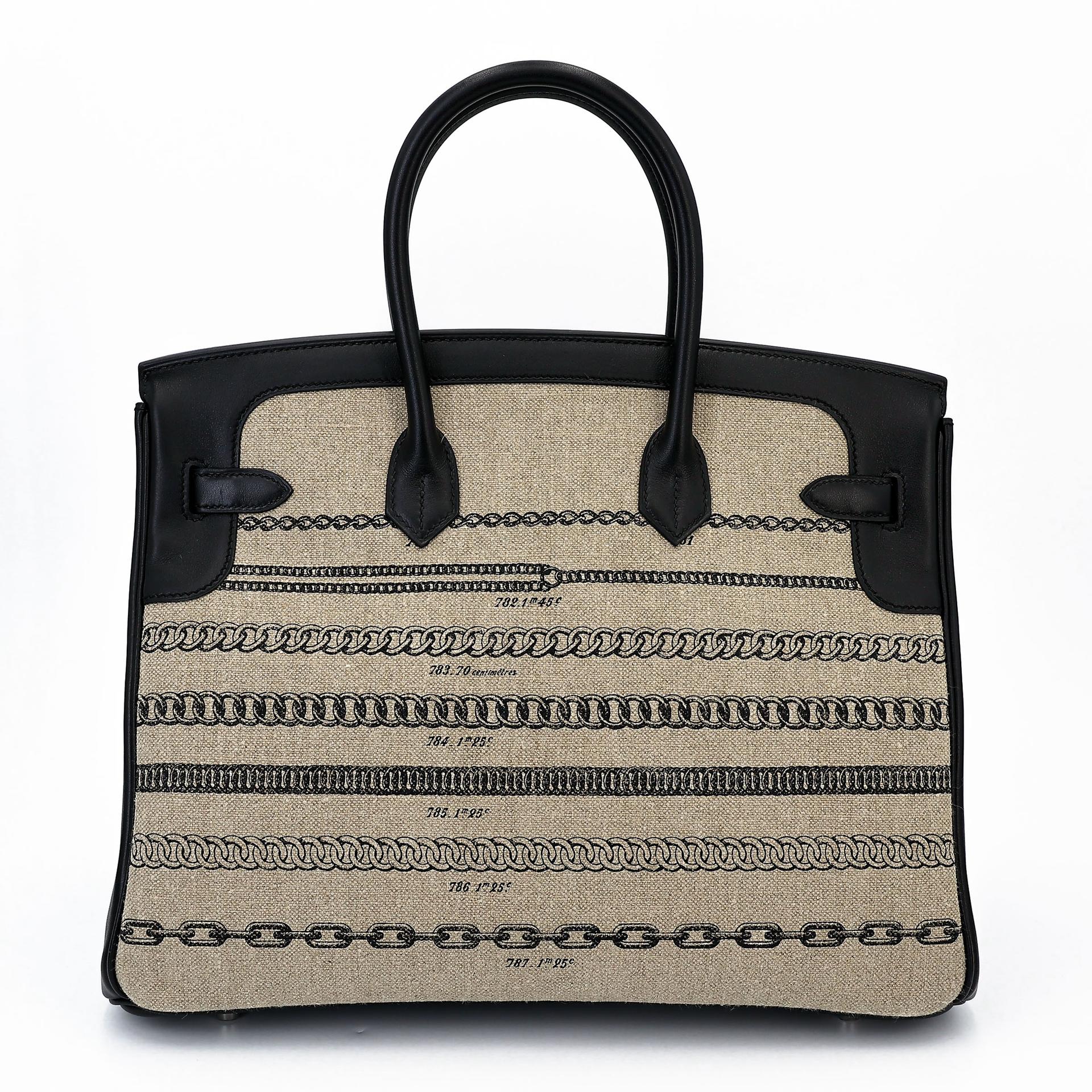 Unused ( Rank NS ) HERMÈS Limited Edition Birkin 35 De Camp Dechainee Noir (89) Swift Toile Chevrons canvas Palladium hardware C (2018) - 2