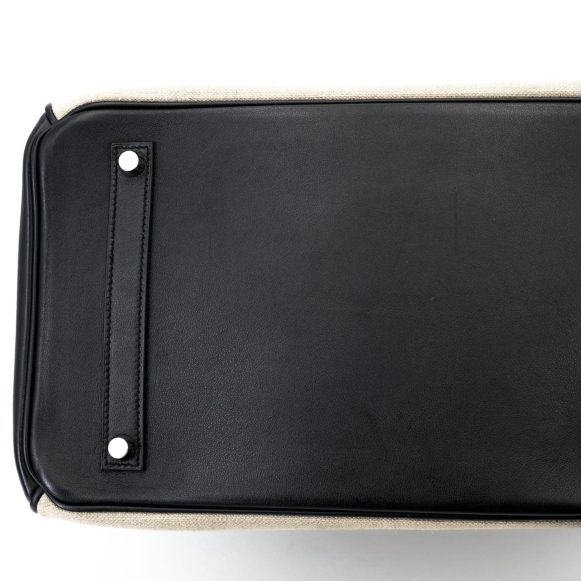 Very Good ( Rank A) HERMÈS Limited Edition Birkin 35 De Camp Dechainee Noir (89) Canvas Swift Palladium hardware C (2018) - 11