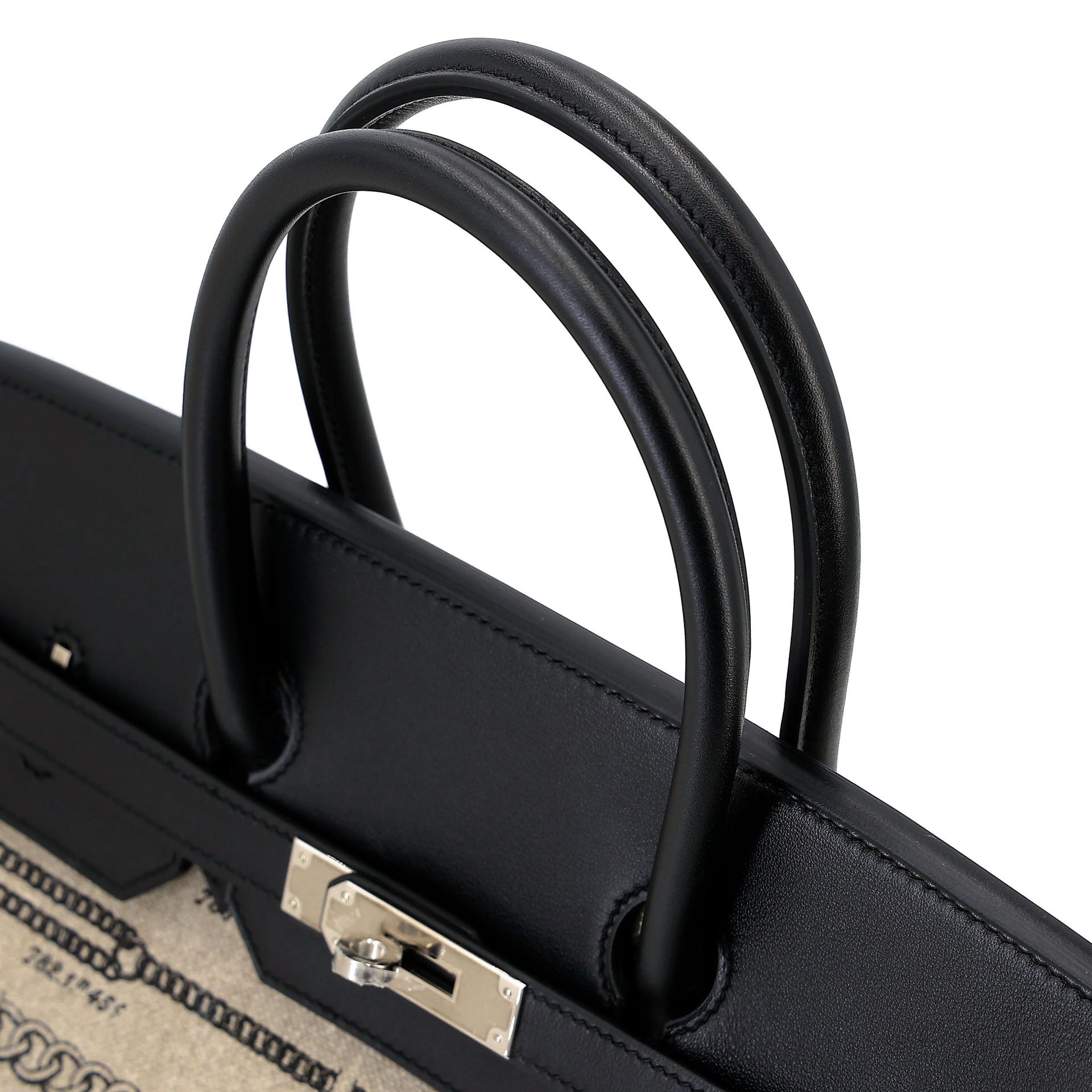 Unused ( Rank NS ) HERMÈS Limited Edition Birkin 35 De Camp Dechainee Noir (89) Swift Toile Chevrons canvas Palladium hardware C (2018) - 4