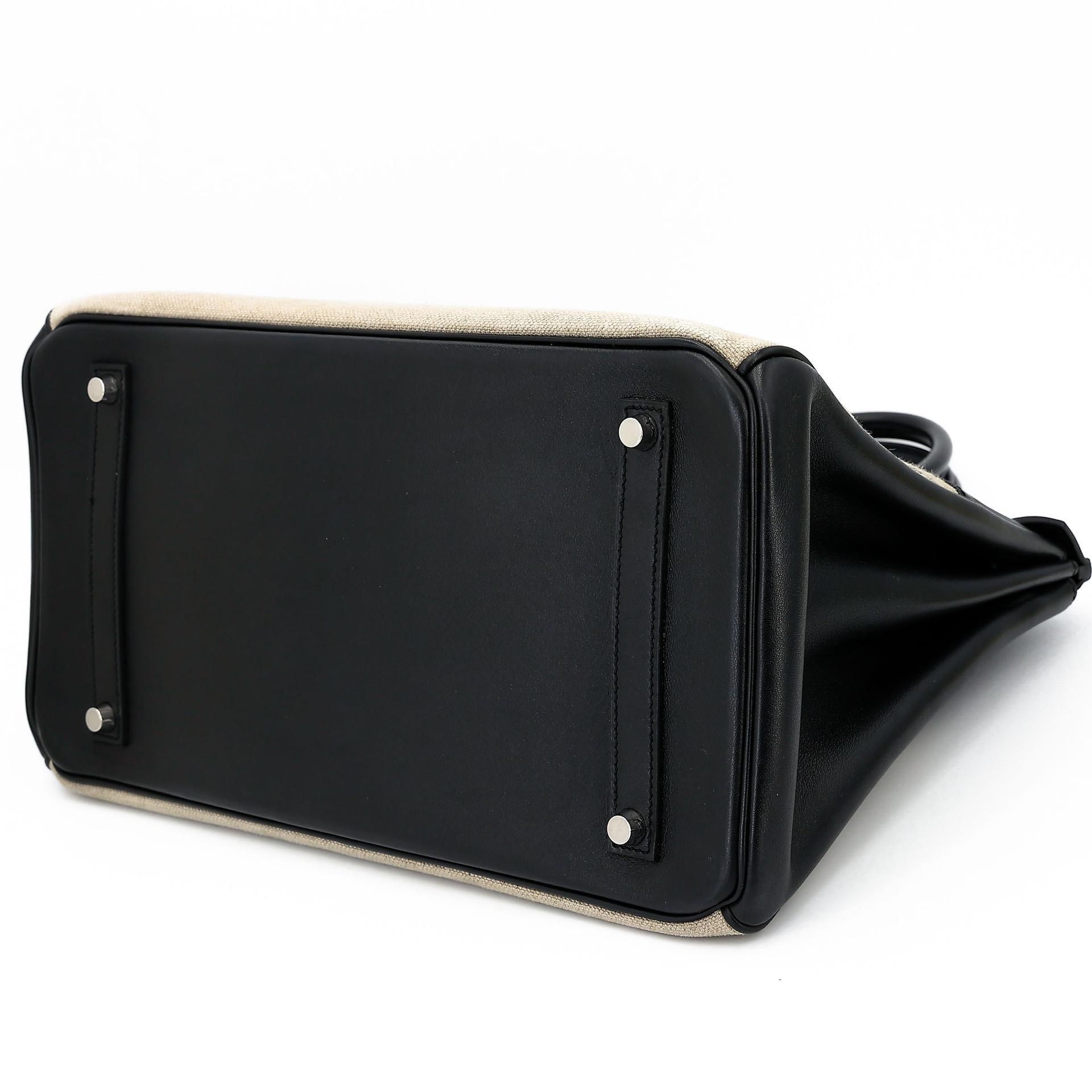 Very Good ( Rank A) HERMÈS Limited Edition Birkin 35 De Camp Dechainee Noir (89) Canvas Swift Palladium hardware C (2018) - 6