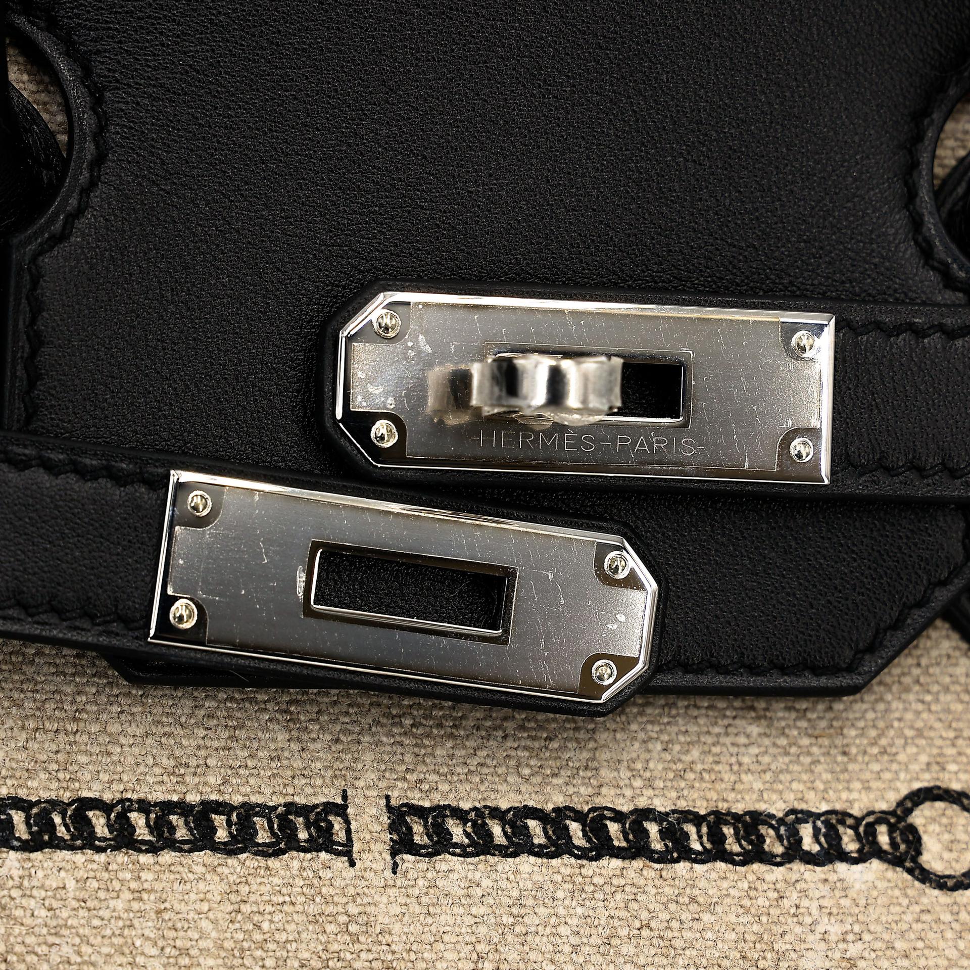 Unused ( Rank NS ) HERMÈS Limited Edition Birkin 35 De Camp Dechainee Noir (89) Swift Toile Chevrons canvas Palladium hardware C (2018) - 9