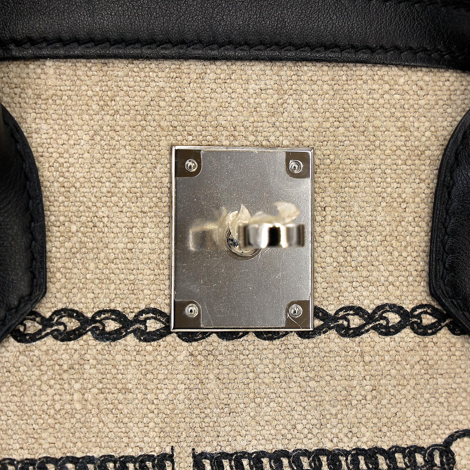 Very Good ( Rank A) HERMÈS Limited Edition Birkin 35 De Camp Dechainee Noir (89) Canvas Swift Palladium hardware C (2018) - 28