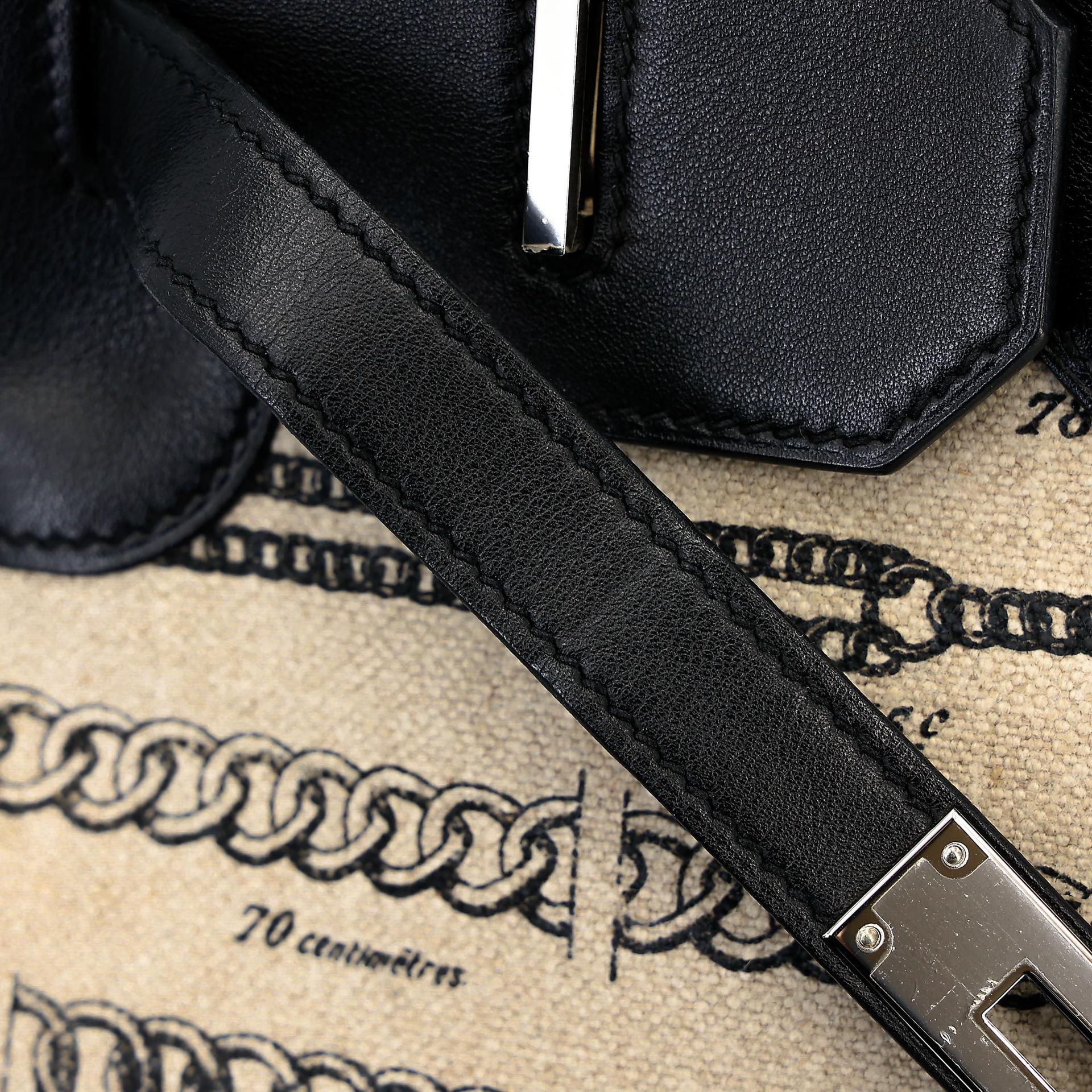 Very Good ( Rank A) HERMÈS Limited Edition Birkin 35 De Camp Dechainee Noir (89) Canvas Swift Palladium hardware C (2018) - 24