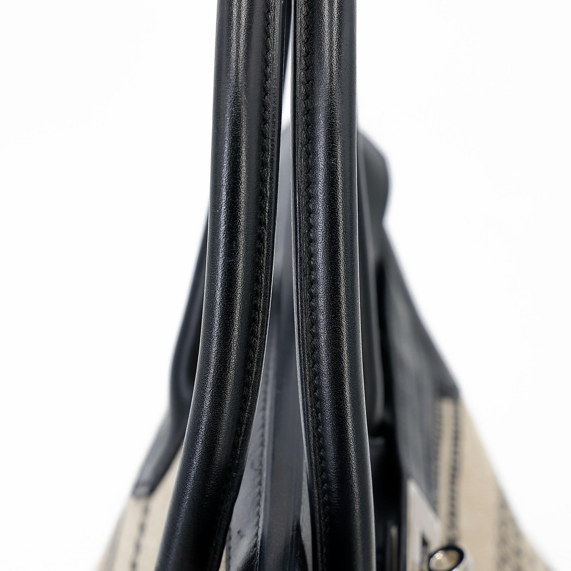 Very Good ( Rank A) HERMÈS Limited Edition Birkin 35 De Camp Dechainee Noir (89) Canvas Swift Palladium hardware C (2018) - 16