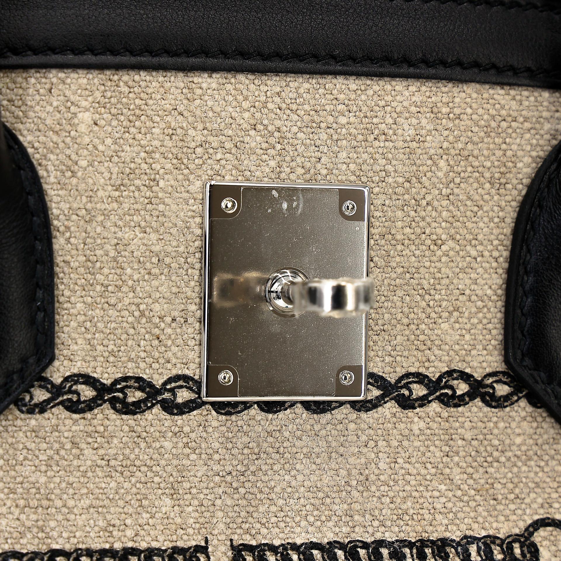 Unused ( Rank NS ) HERMÈS Limited Edition Birkin 35 De Camp Dechainee Noir (89) Swift Toile Chevrons canvas Palladium hardware C (2018) - 10