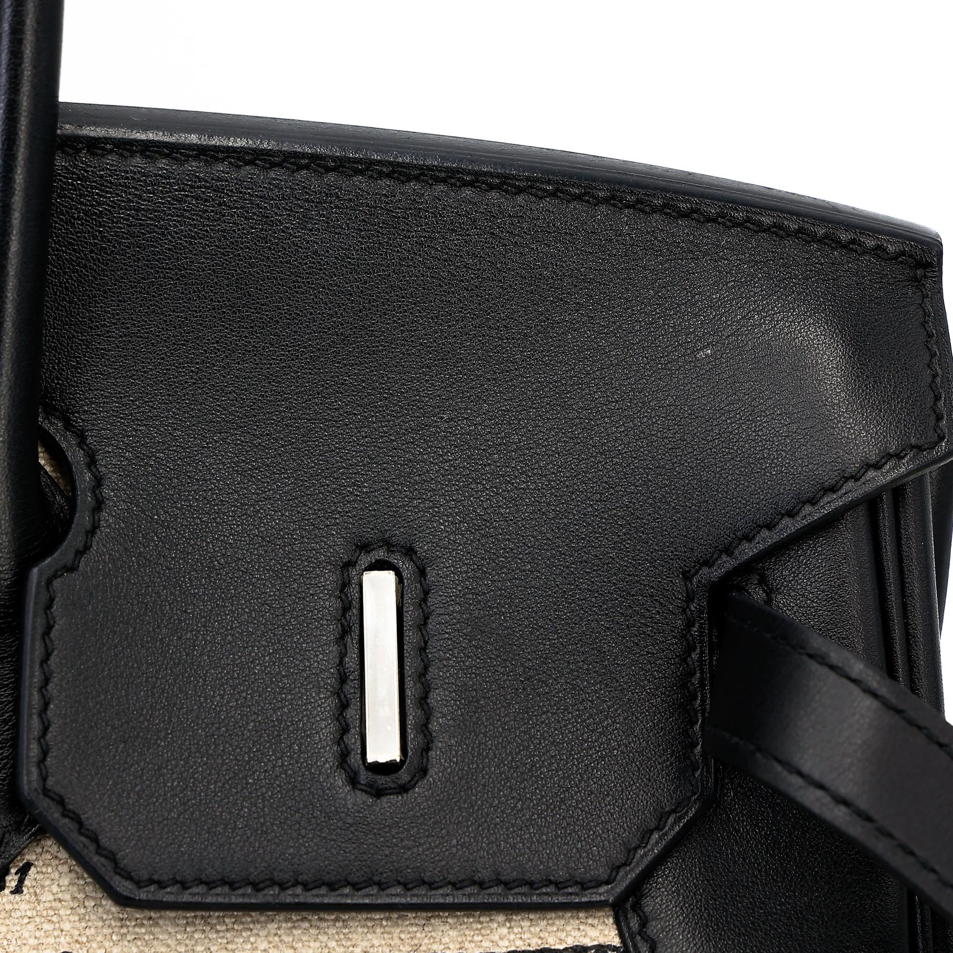 Very Good ( Rank A) HERMÈS Limited Edition Birkin 35 De Camp Dechainee Noir (89) Canvas Swift Palladium hardware C (2018) - 25