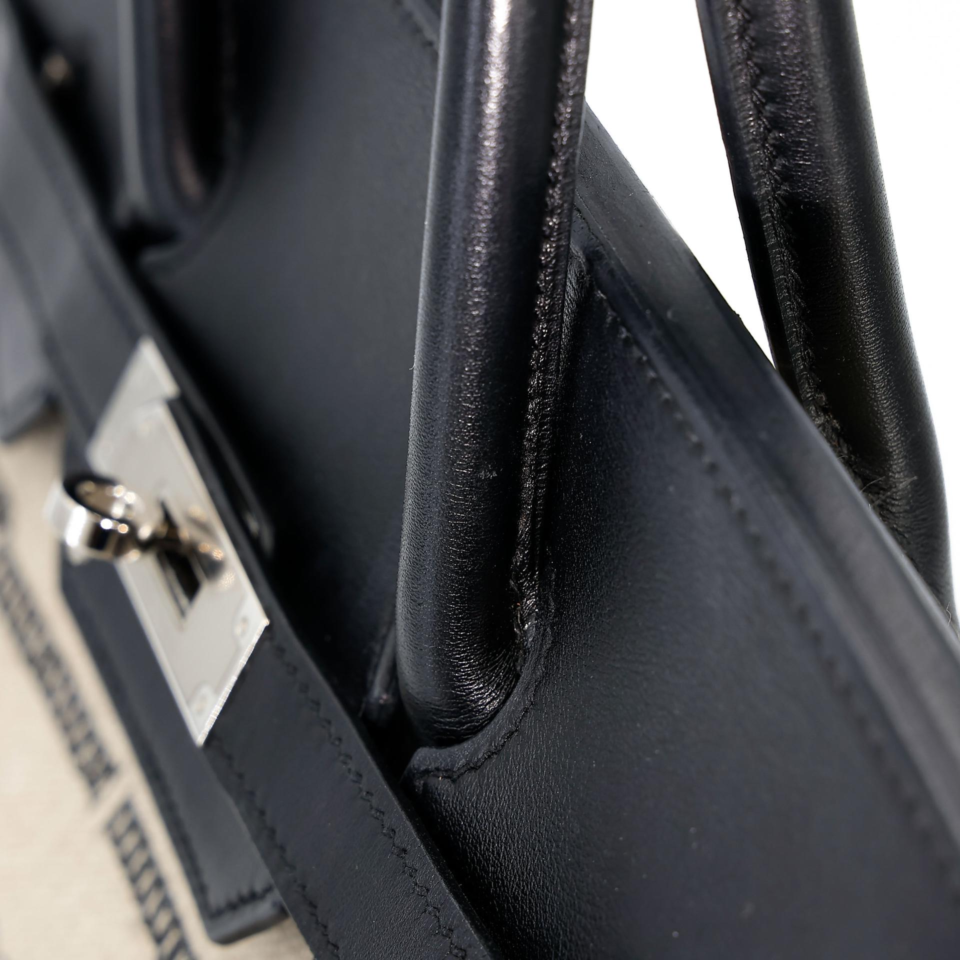 Very Good ( Rank A) HERMÈS Limited Edition Birkin 35 De Camp Dechainee Noir (89) Canvas Swift Palladium hardware C (2018) - 14