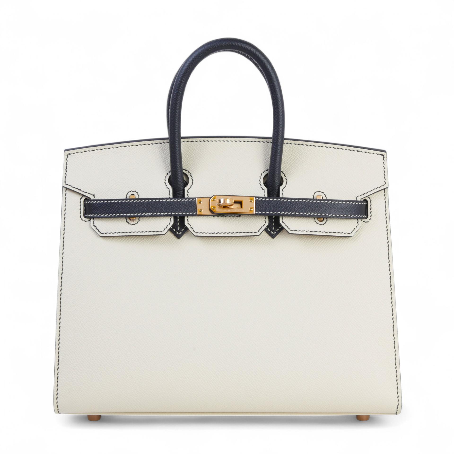 Birkin 25 外缝10 奶昔白Craie 89 黑色Noir (Black) | GINZA XIAOMA
