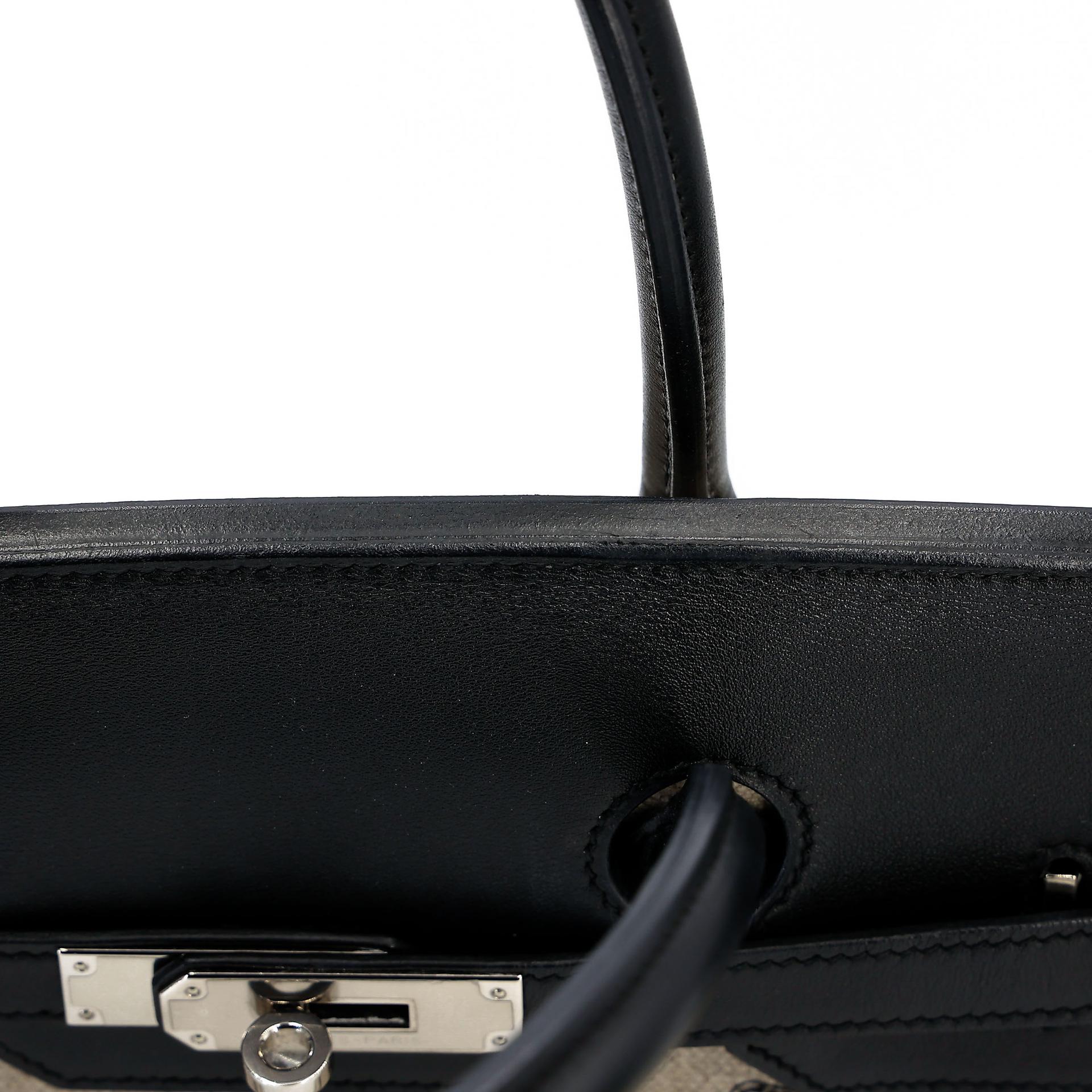 Very Good ( Rank A) HERMÈS Limited Edition Birkin 35 De Camp Dechainee Noir (89) Canvas Swift Palladium hardware C (2018) - 21