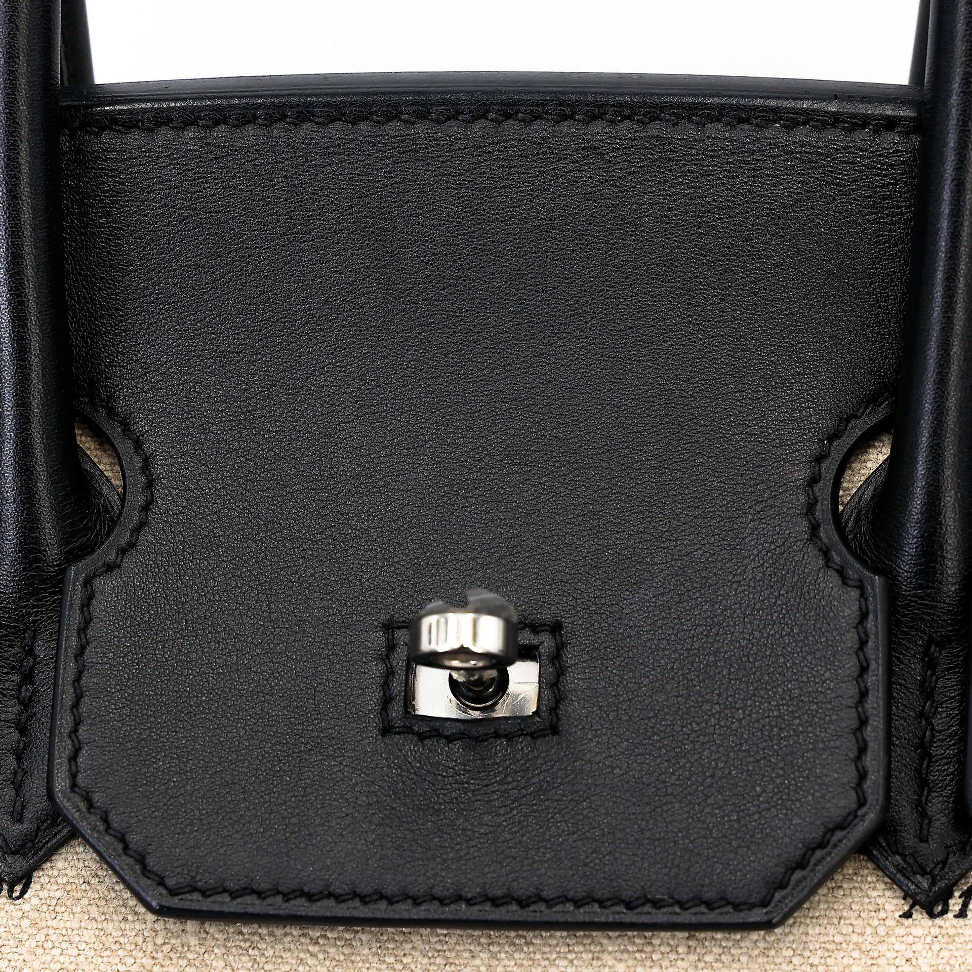 Very Good ( Rank A) HERMÈS Limited Edition Birkin 35 De Camp Dechainee Noir (89) Canvas Swift Palladium hardware C (2018) - 26