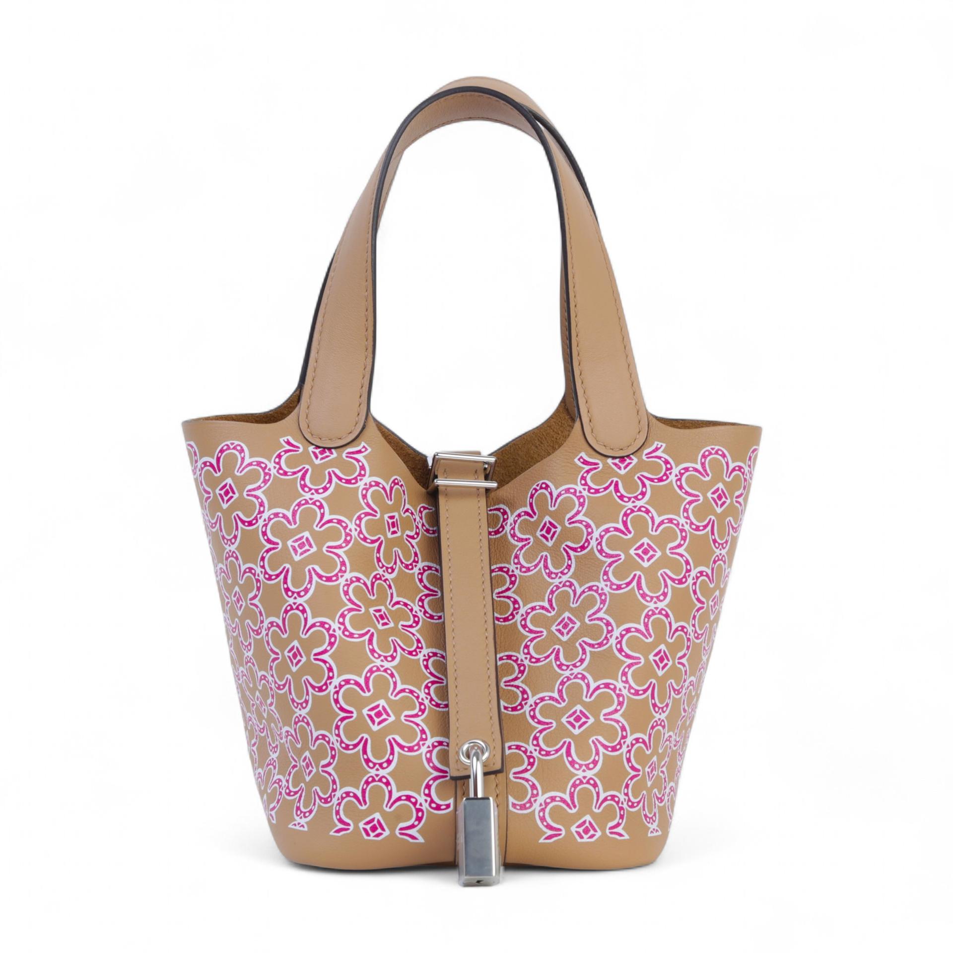 Unused ( Rank NS ) HERMÈS Picotin Lock Micro 14 Lucky Daisy Chai (0M) Swift Palladium hardware U (2022) - 1