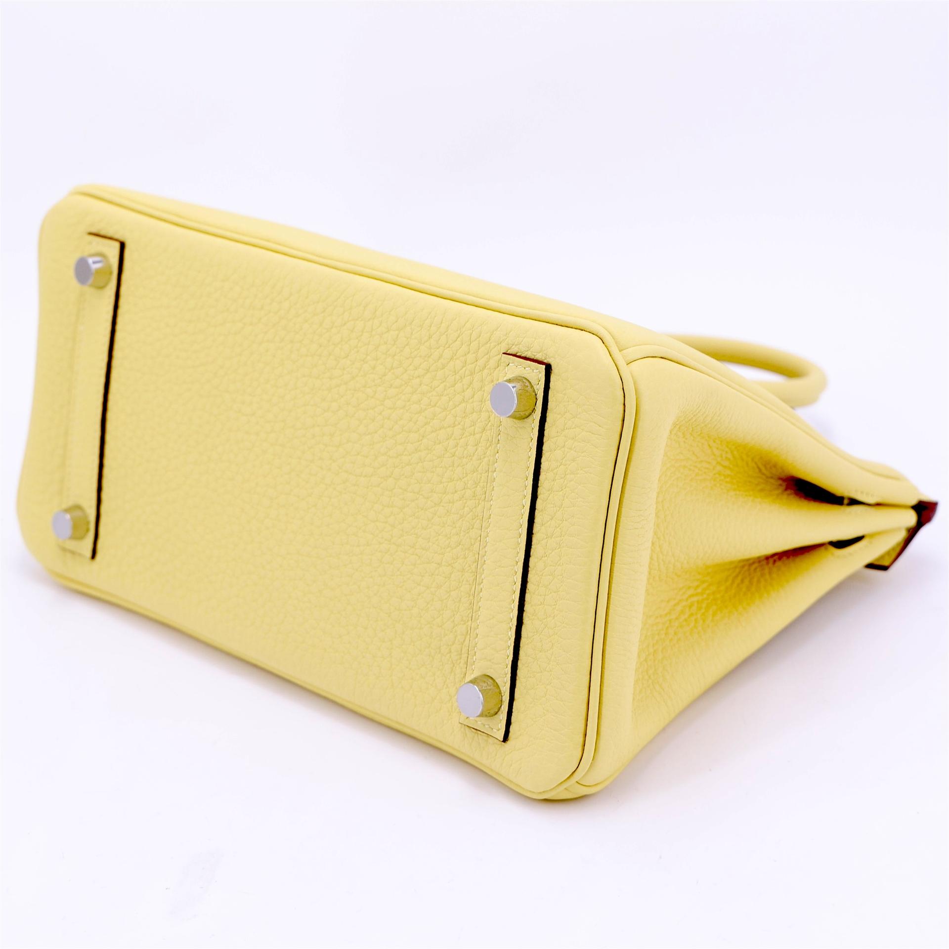 Brand New ( Rank N ) HERMÈS Birkin 25 Jaune Poussin (1Z) Togo Palladium hardware K (2025) - 9
