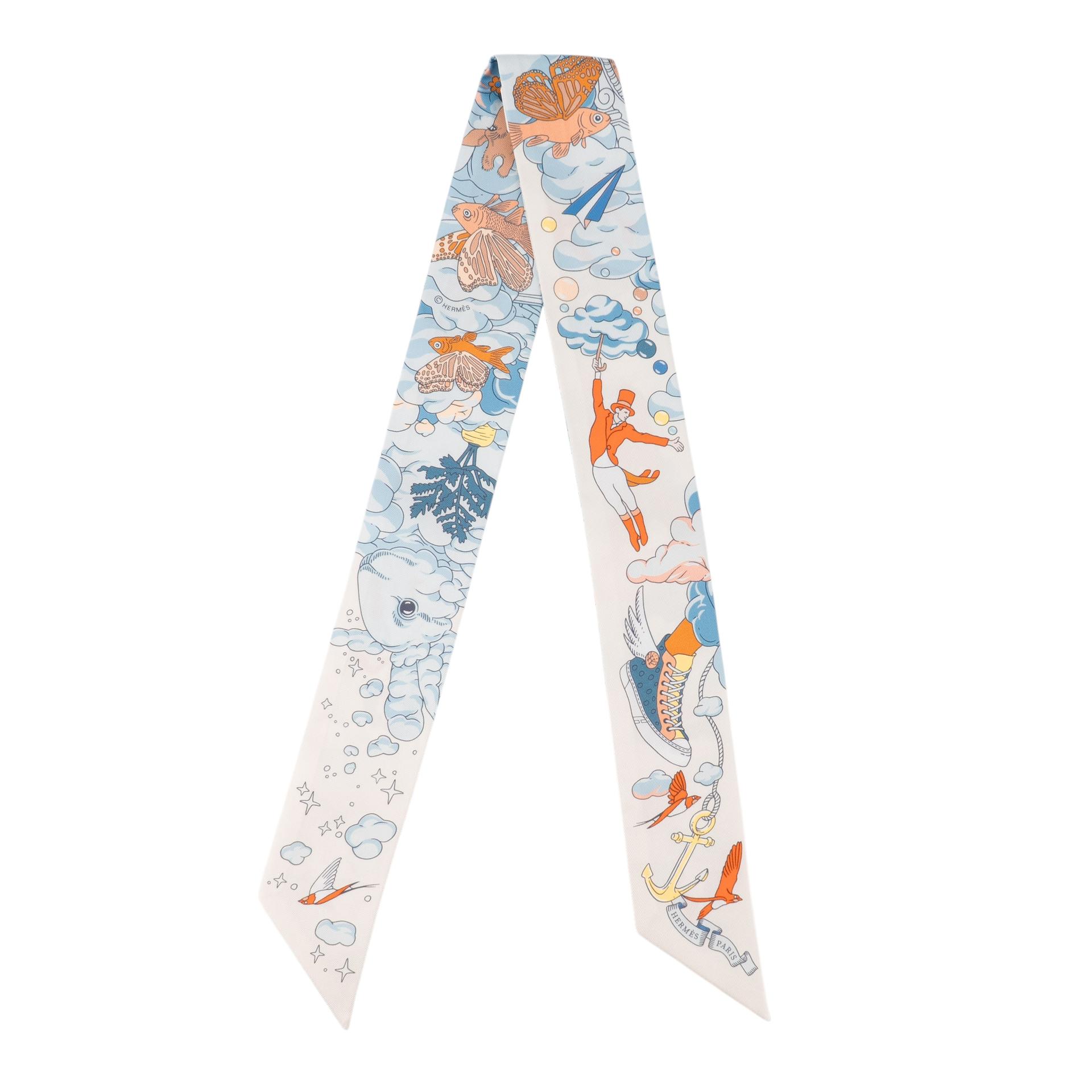 Brand New ( Rank N ) HERMÈS Twilly Sur Mon Nuage My Cloud Multi-color Silk - 1