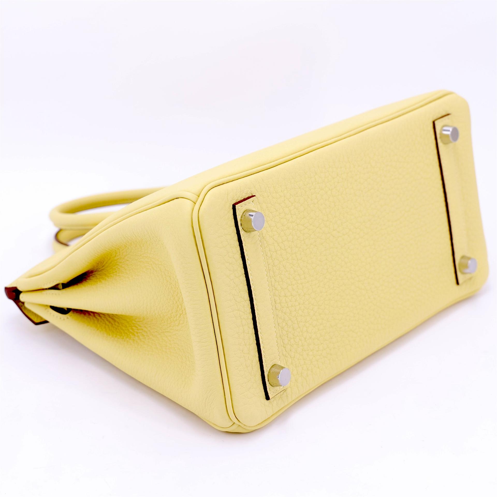 Brand New ( Rank N ) HERMÈS Birkin 25 Jaune Poussin (1Z) Togo Palladium hardware K (2025) - 8