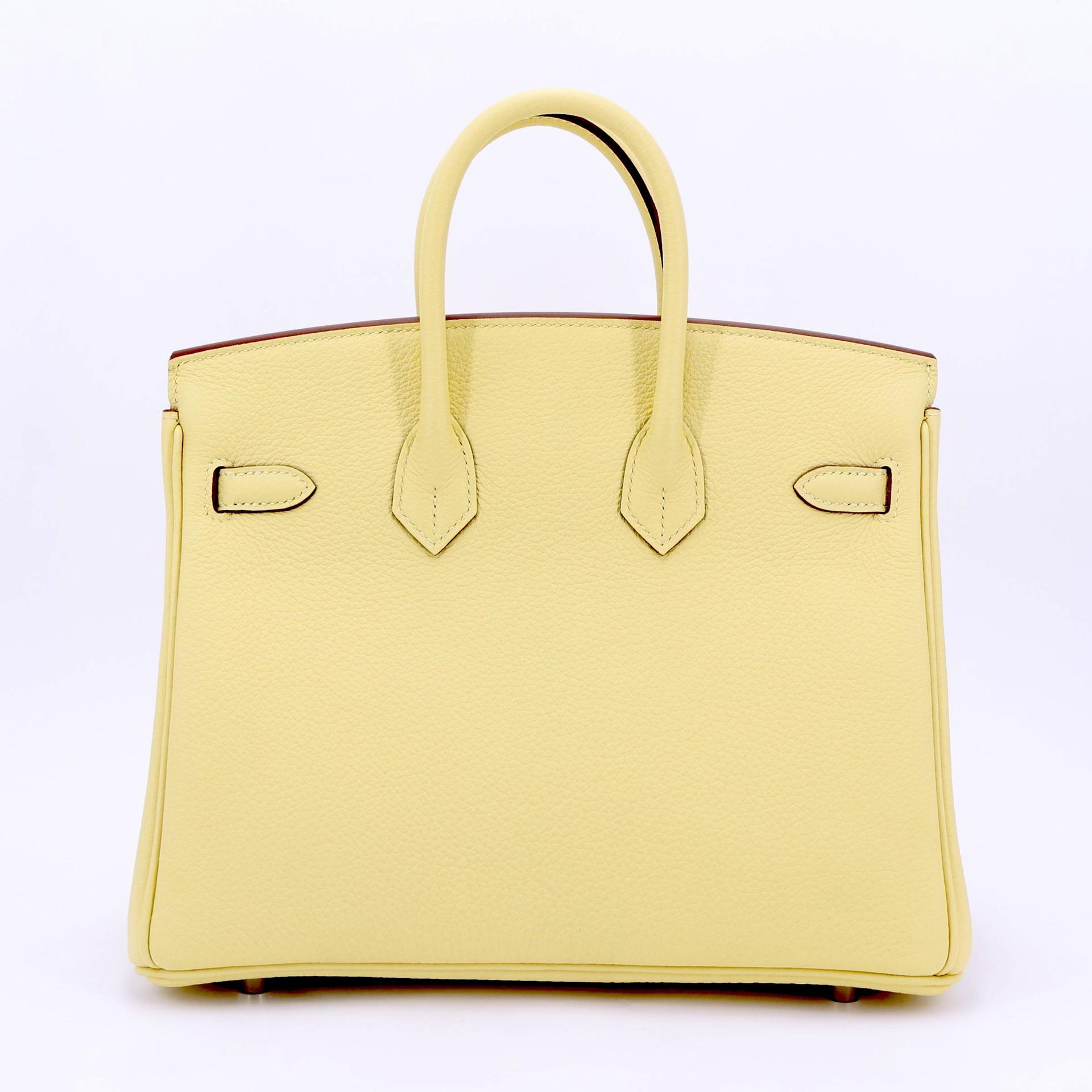 Brand New ( Rank N ) HERMÈS Birkin 25 Jaune Poussin (1Z) Togo Palladium hardware K (2025) - 2