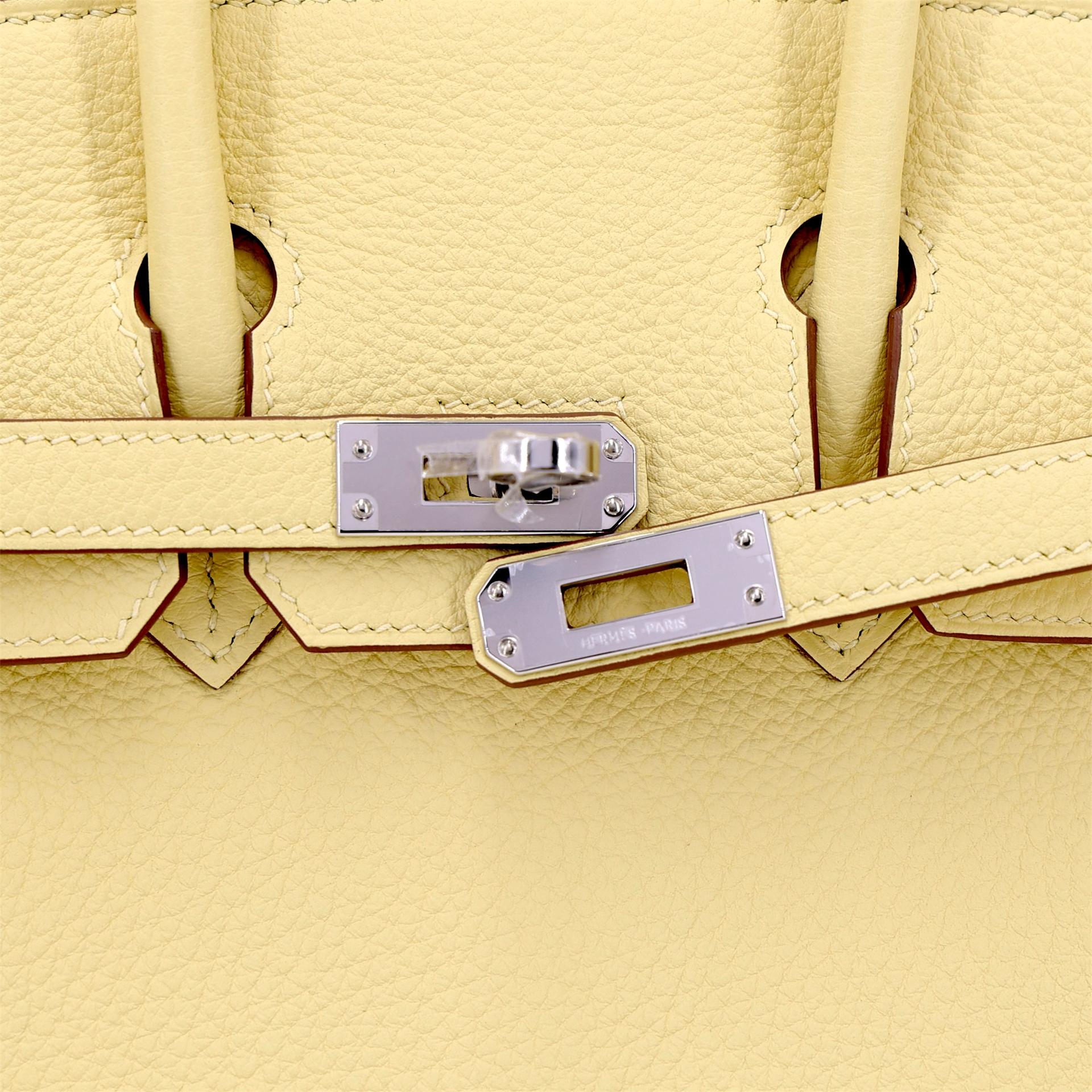Brand New ( Rank N ) HERMÈS Birkin 25 Jaune Poussin (1Z) Togo Palladium hardware K (2025) - 10
