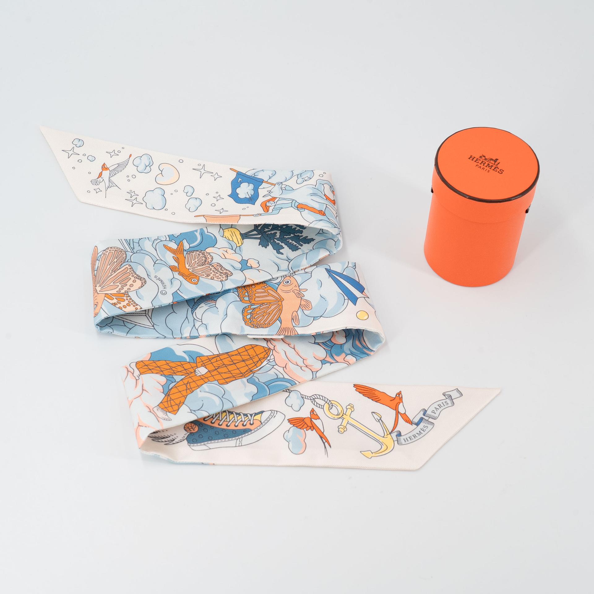 Brand New ( Rank N ) HERMÈS Twilly Sur Mon Nuage My Cloud Multi-color Silk - 3