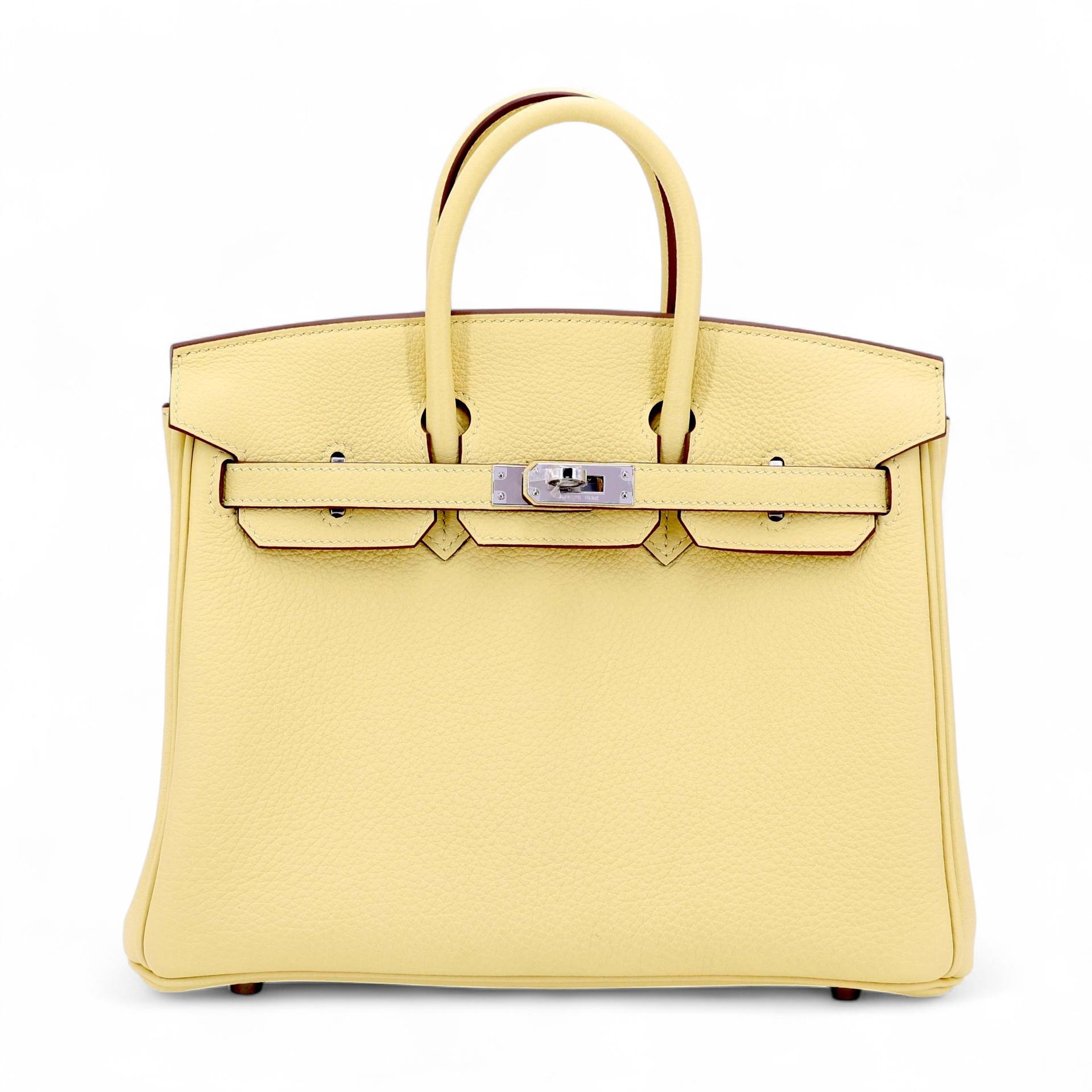 Brand New ( Rank N ) HERMÈS Birkin 25 Jaune Poussin (1Z) Togo Palladium hardware K (2025) - 1