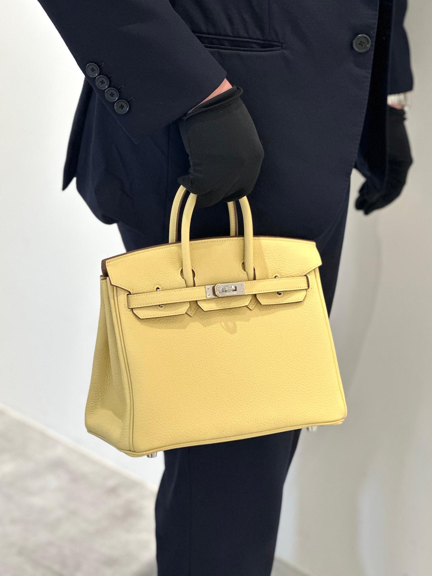Brand New ( Rank N ) HERMÈS Birkin 25 Jaune Poussin (1Z) Togo Palladium hardware K (2025) - 4