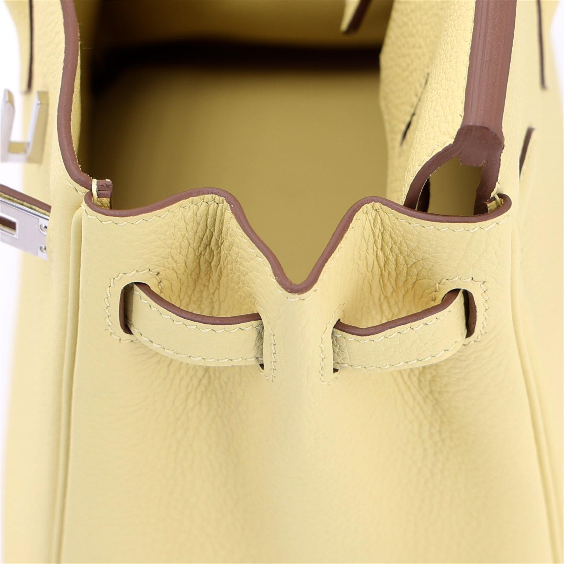 Brand New ( Rank N ) HERMÈS Birkin 25 Jaune Poussin (1Z) Togo Palladium hardware K (2025) - 14