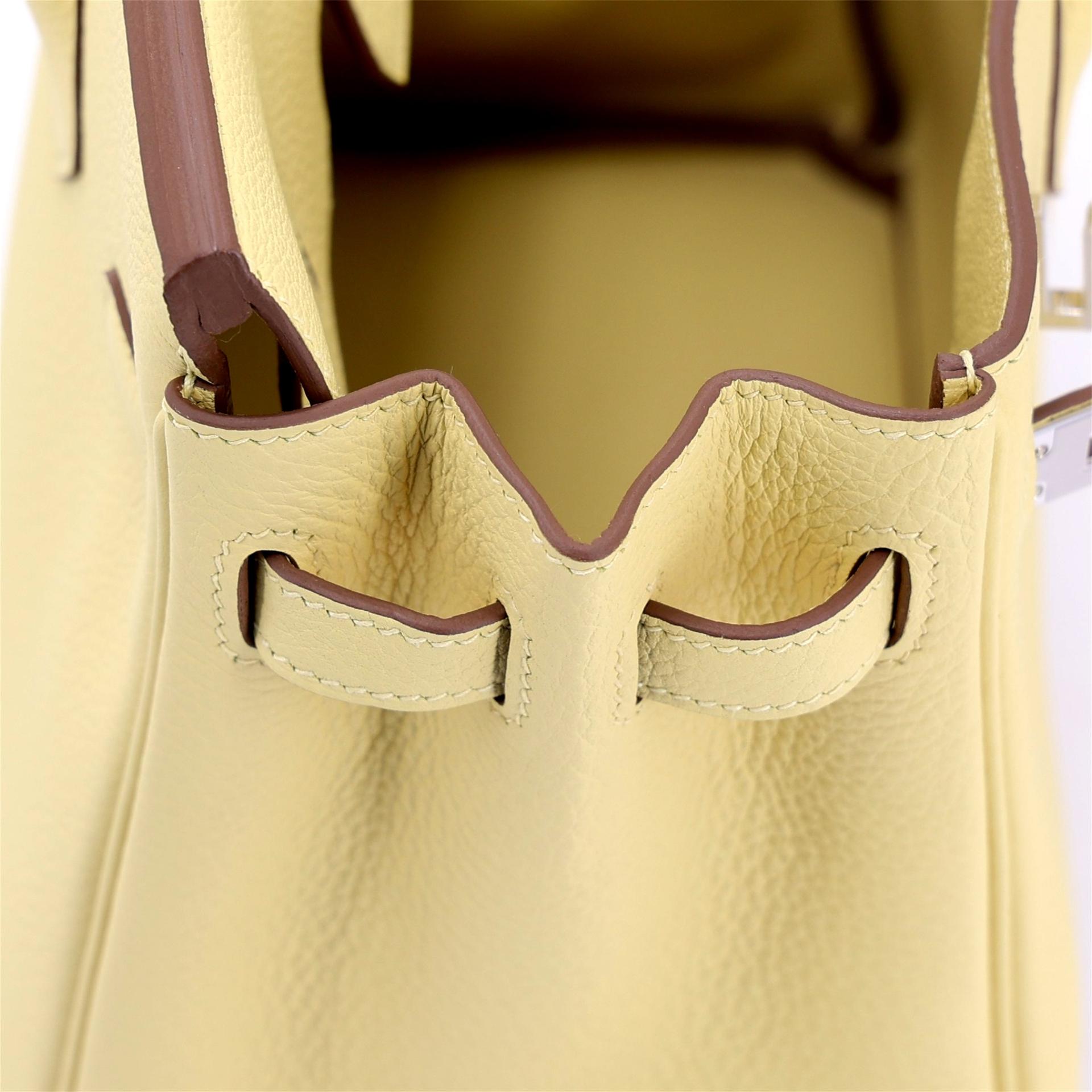 Brand New ( Rank N ) HERMÈS Birkin 25 Jaune Poussin (1Z) Togo Palladium hardware K (2025) - 13