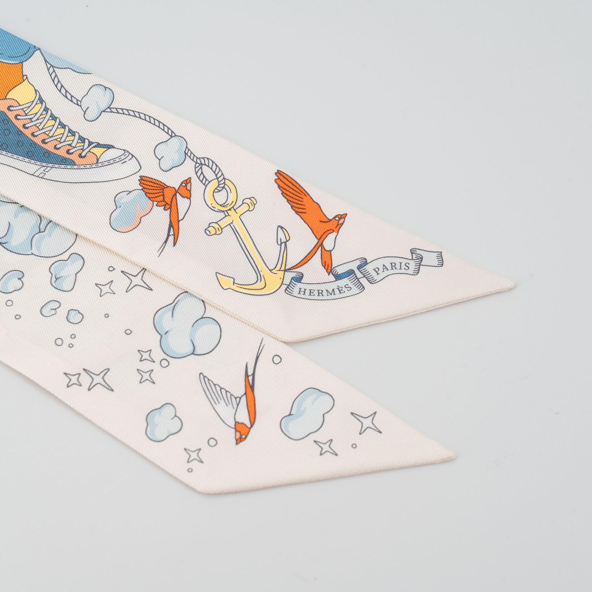 Brand New ( Rank N ) HERMÈS Twilly Sur Mon Nuage My Cloud Multi-color Silk - 4