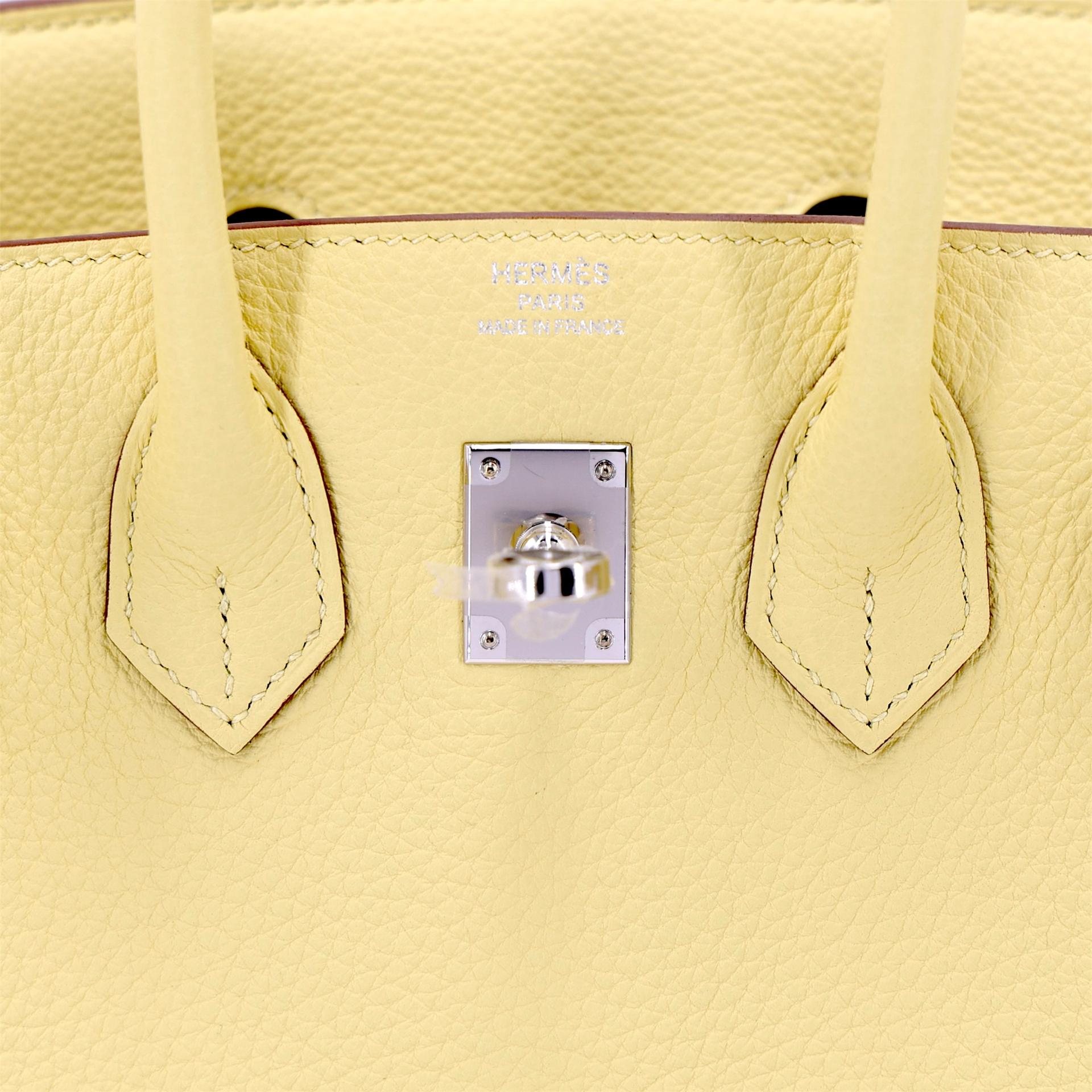 Brand New ( Rank N ) HERMÈS Birkin 25 Jaune Poussin (1Z) Togo Palladium hardware K (2025) - 11