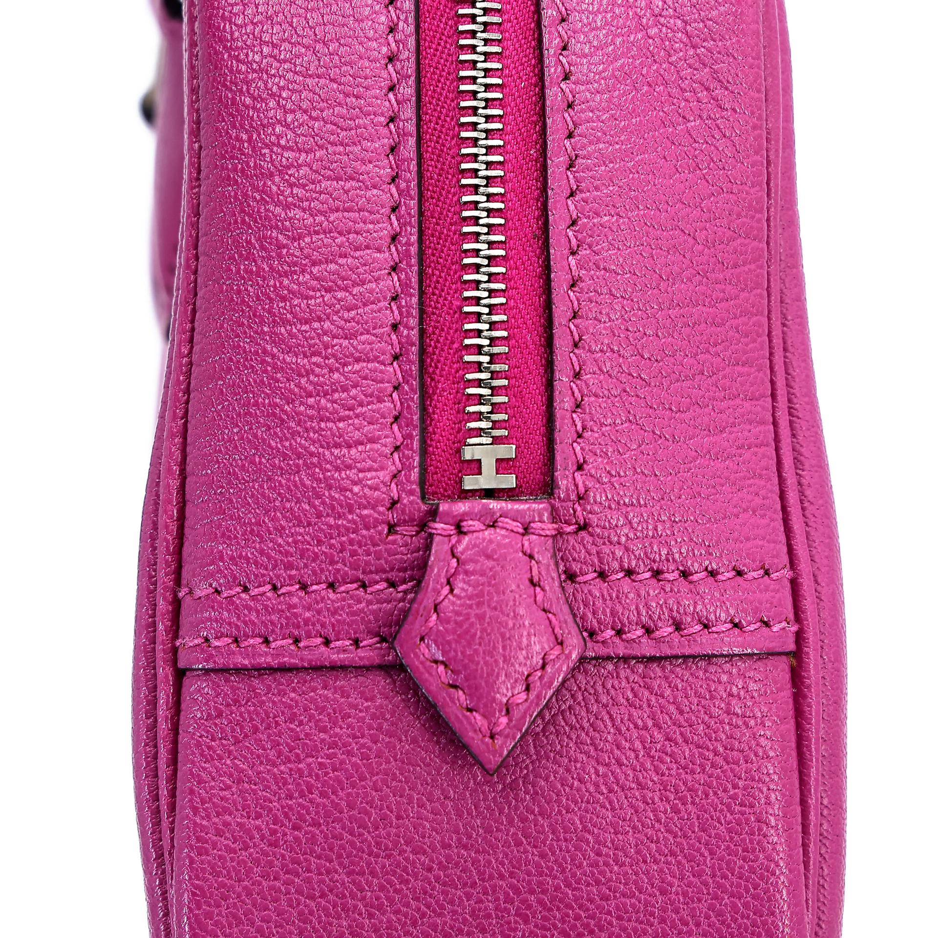 Very Good ( Rank A) HERMÈS Plume Mini Rose Purple (L3) Chevre Palladium hardware A (2017) - 16