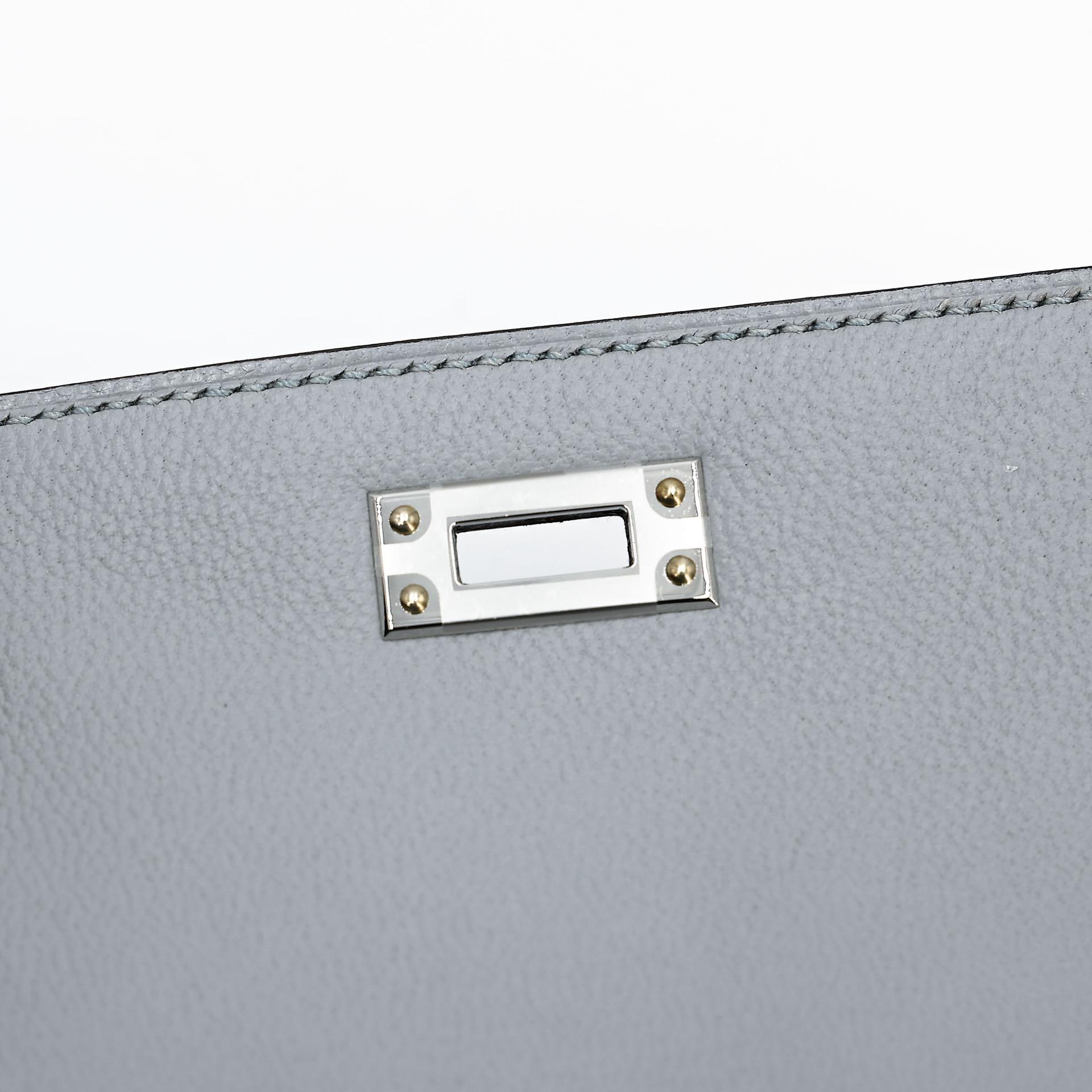 全新 HERMÈS 愛馬仕 限量收藏款 Kelly 20 en Desordre 8U 冰川藍 Bleu Glacier Epsom牛皮 銀扣 K刻 2025年 - 21