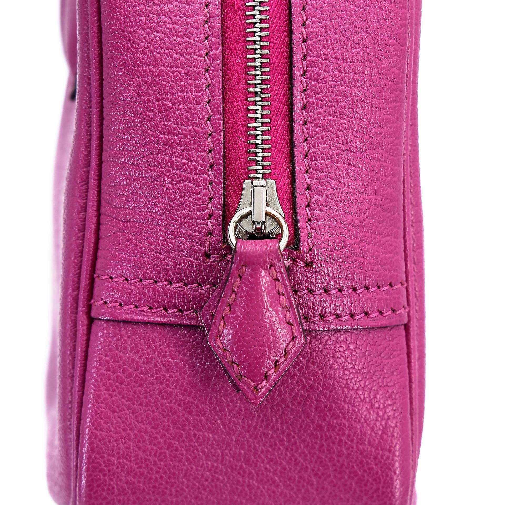 Very Good ( Rank A) HERMÈS Plume Mini Rose Purple (L3) Chevre Palladium hardware A (2017) - 15