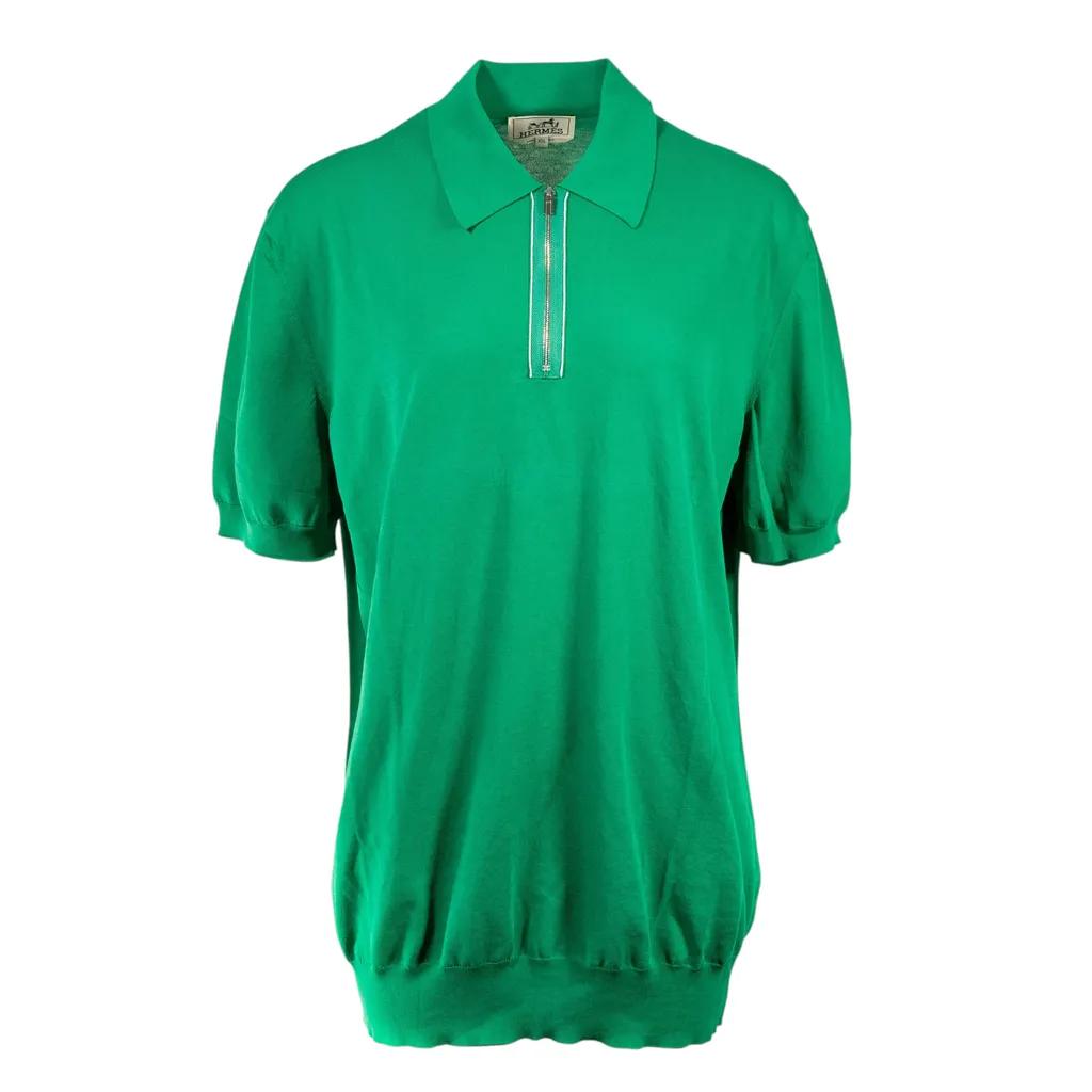 Zipped-Collar Polo Shirt Green