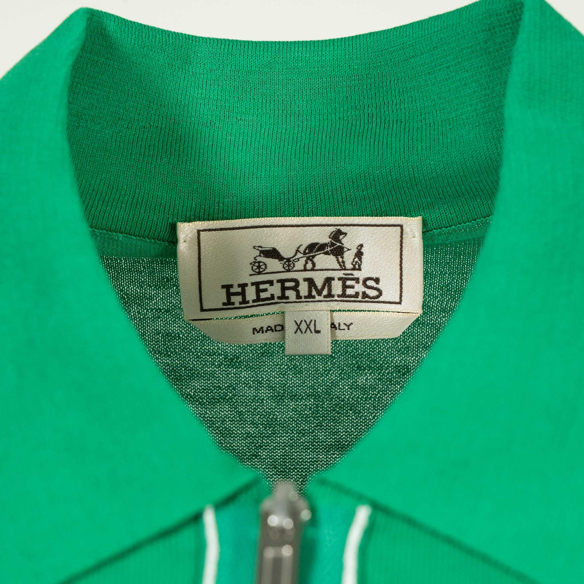 Unused ( Rank NS ) HERMÈS Zipped-Collar Polo Shirt Green Cotton - 4