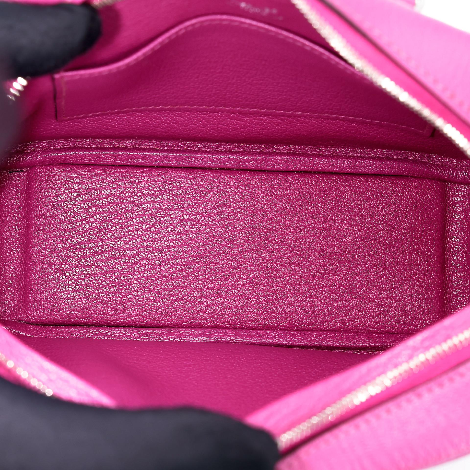 Very Good ( Rank A) HERMÈS Plume Mini Rose Purple (L3) Chevre Palladium hardware A (2017) - 19