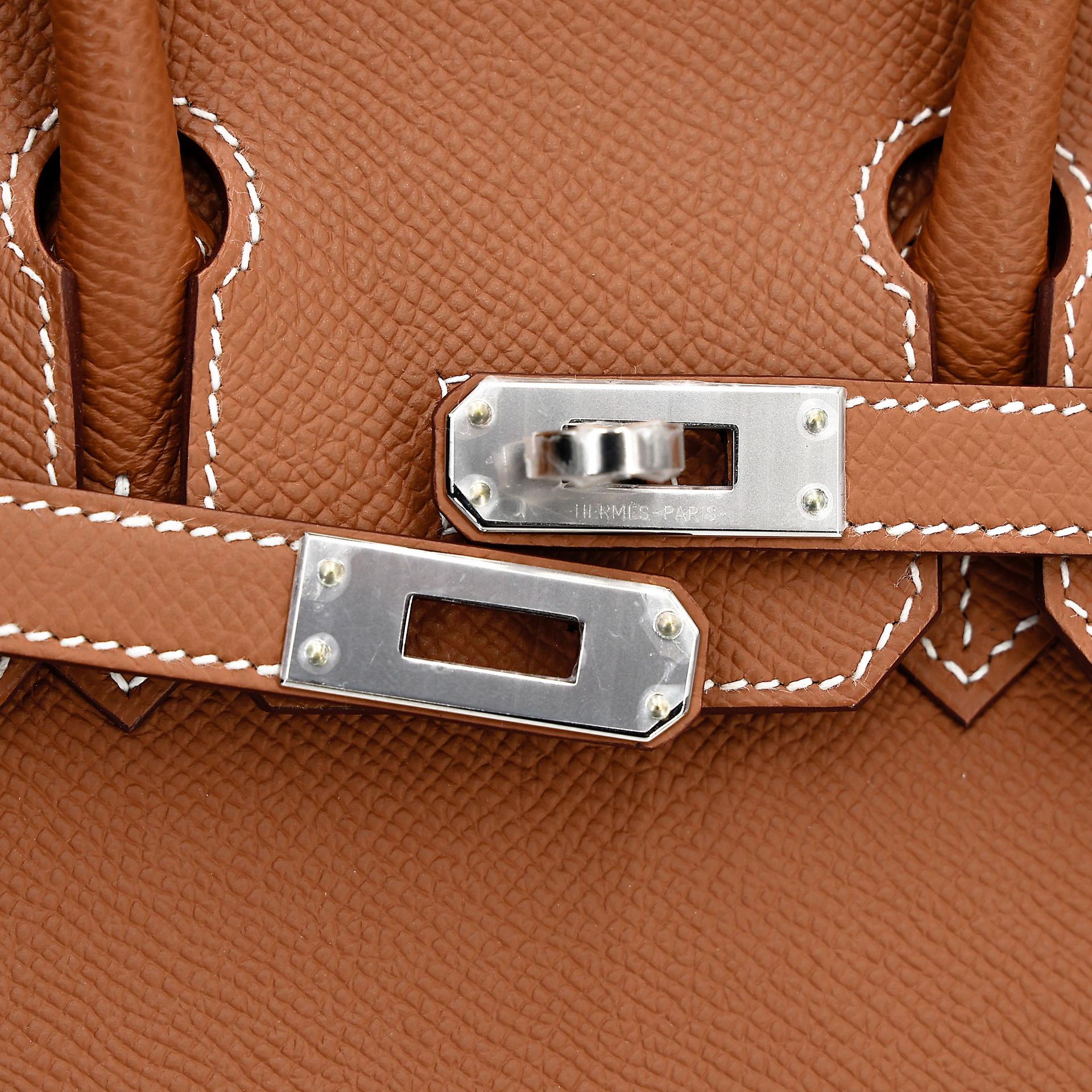 Unused ( Rank NS ) HERMÈS Birkin 25 Sellier Gold (37) Epsom Palladium hardware B (2023) - 10