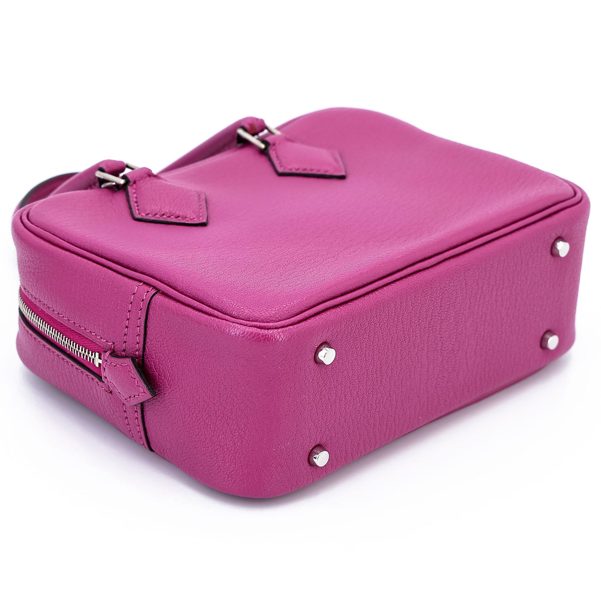 Very Good ( Rank A) HERMÈS Plume Mini Rose Purple (L3) Chevre Palladium hardware A (2017) - 12