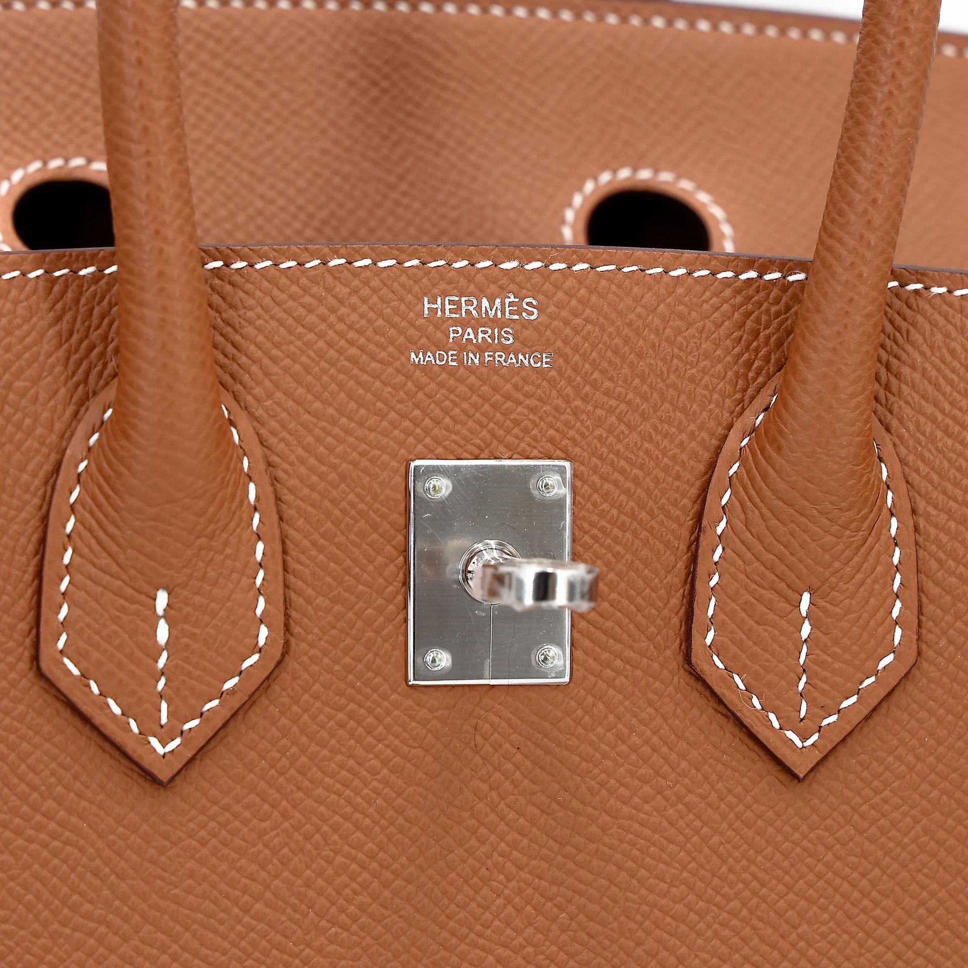 Unused ( Rank NS ) HERMÈS Birkin 25 Sellier Gold (37) Epsom Palladium hardware B (2023) - 12