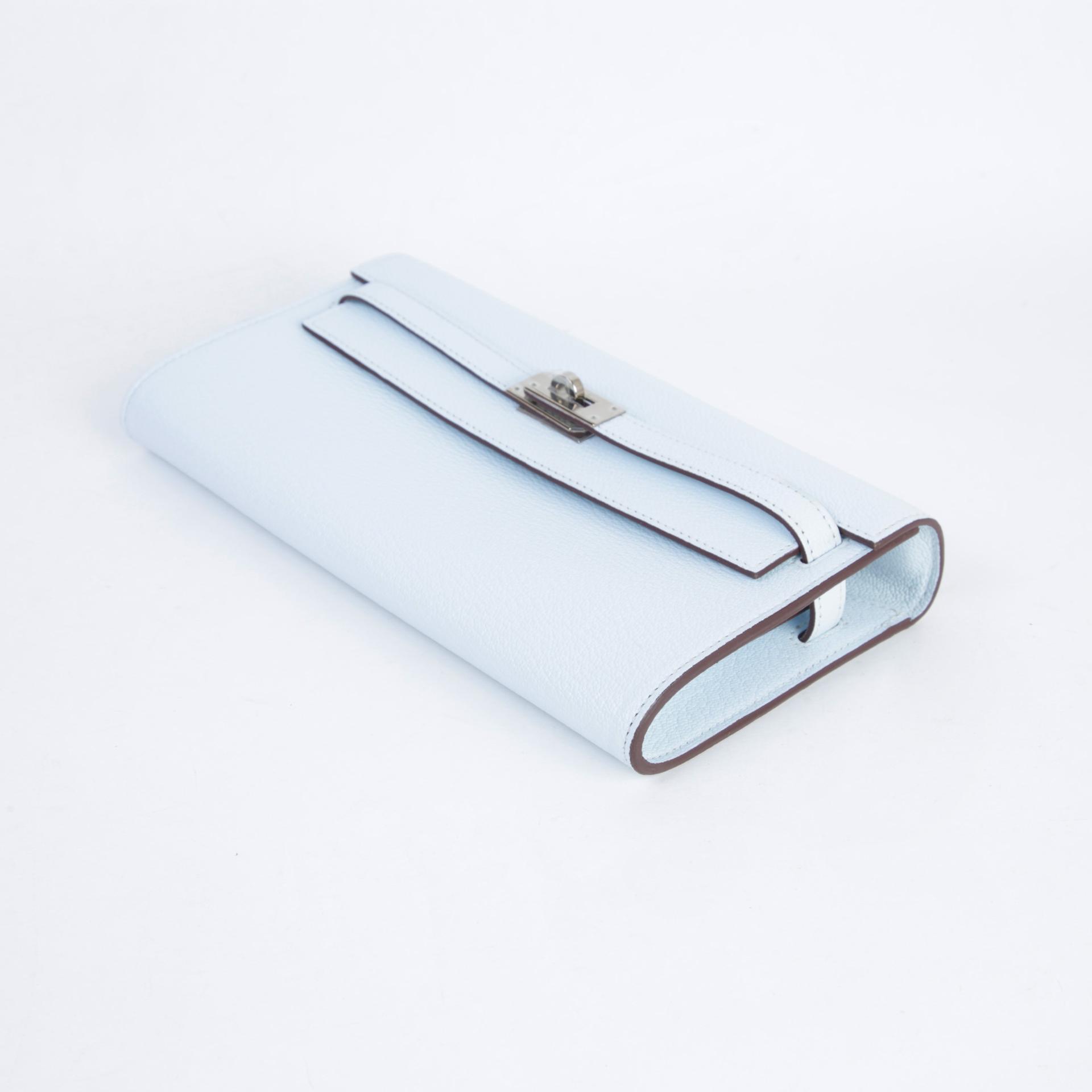 Unused ( Rank NS ) HERMÈS Kelly To Go Wallet Bleu Brume (T0) Chevre Palladium hardware B (2023) - 4