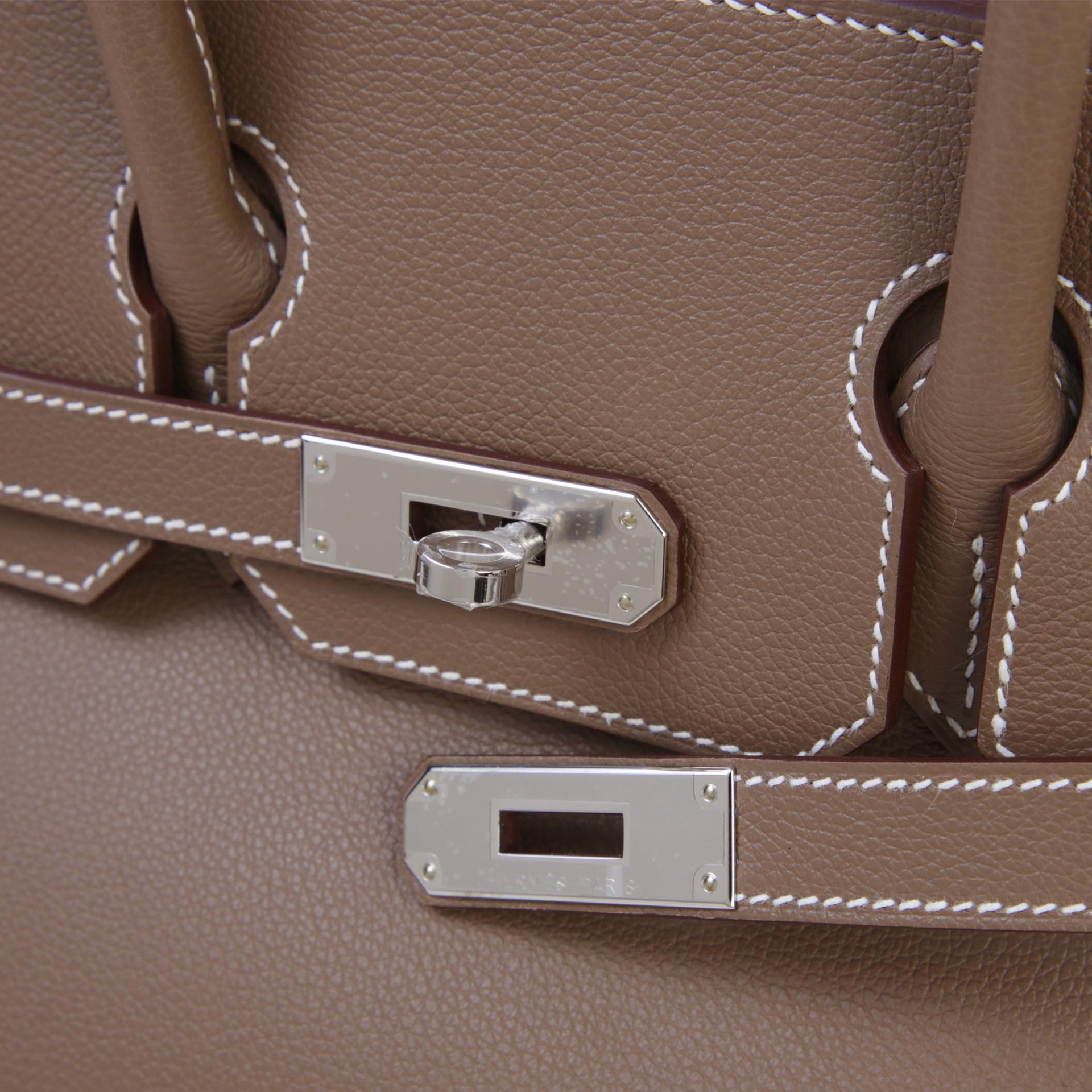 Brand New ( Rank N ) HERMÈS Birkin Shoulder Light 29 Etoupe (18) Evercolor Palladium hardware K (2025) - 8