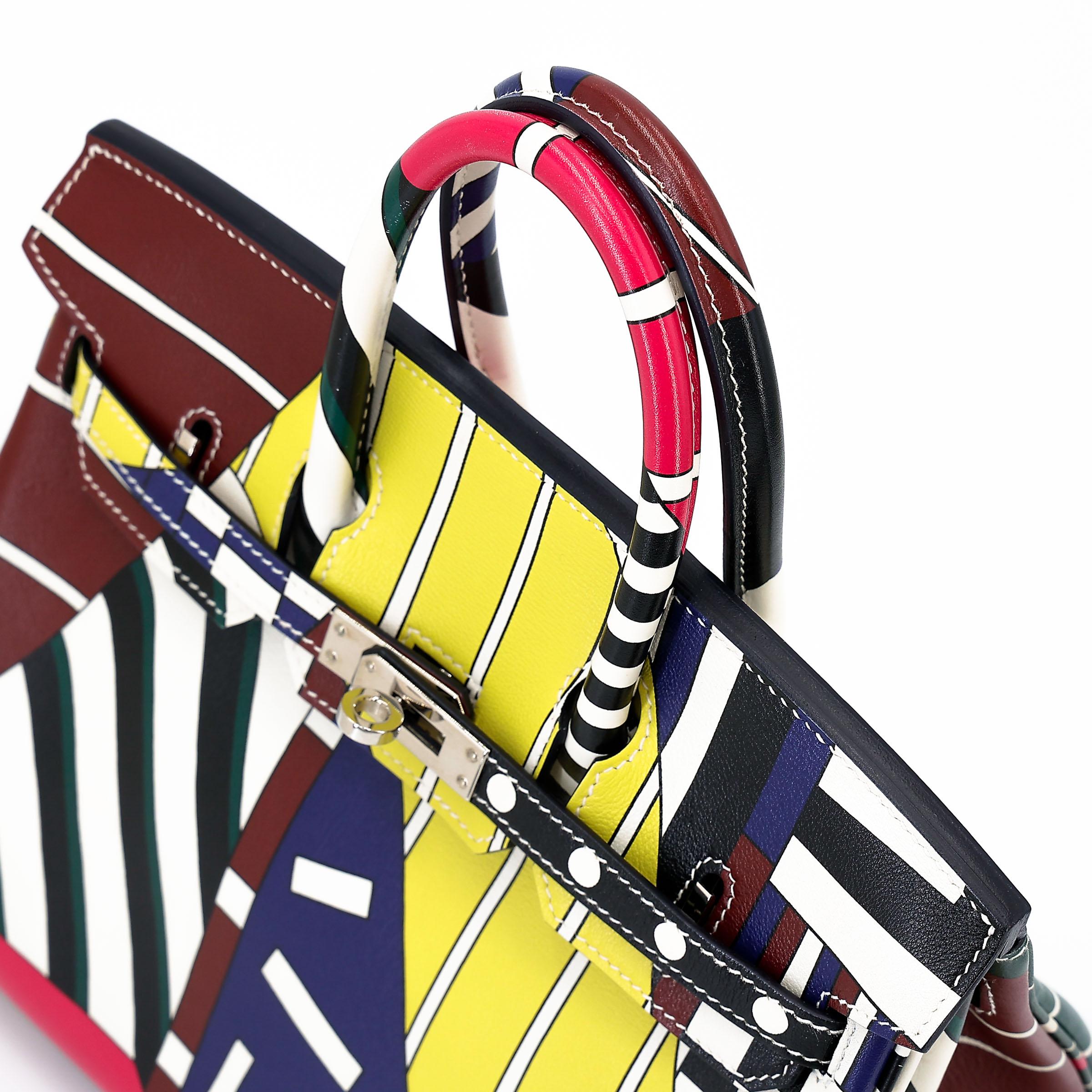 Very Good ( Rank A) HERMÈS Limited Edition Birkin 25 One Two Three and Away We Go Multi-color Swift Palladium hardware D (2019) - 6
