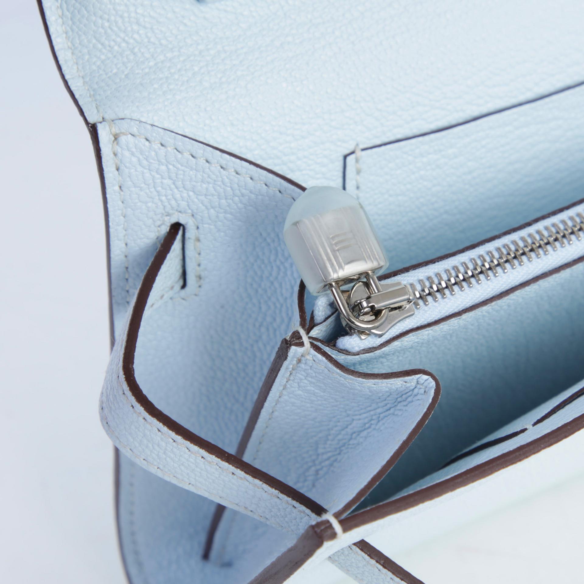 Unused ( Rank NS ) HERMÈS Kelly To Go Wallet Bleu Brume (T0) Chevre Palladium hardware B (2023) - 12