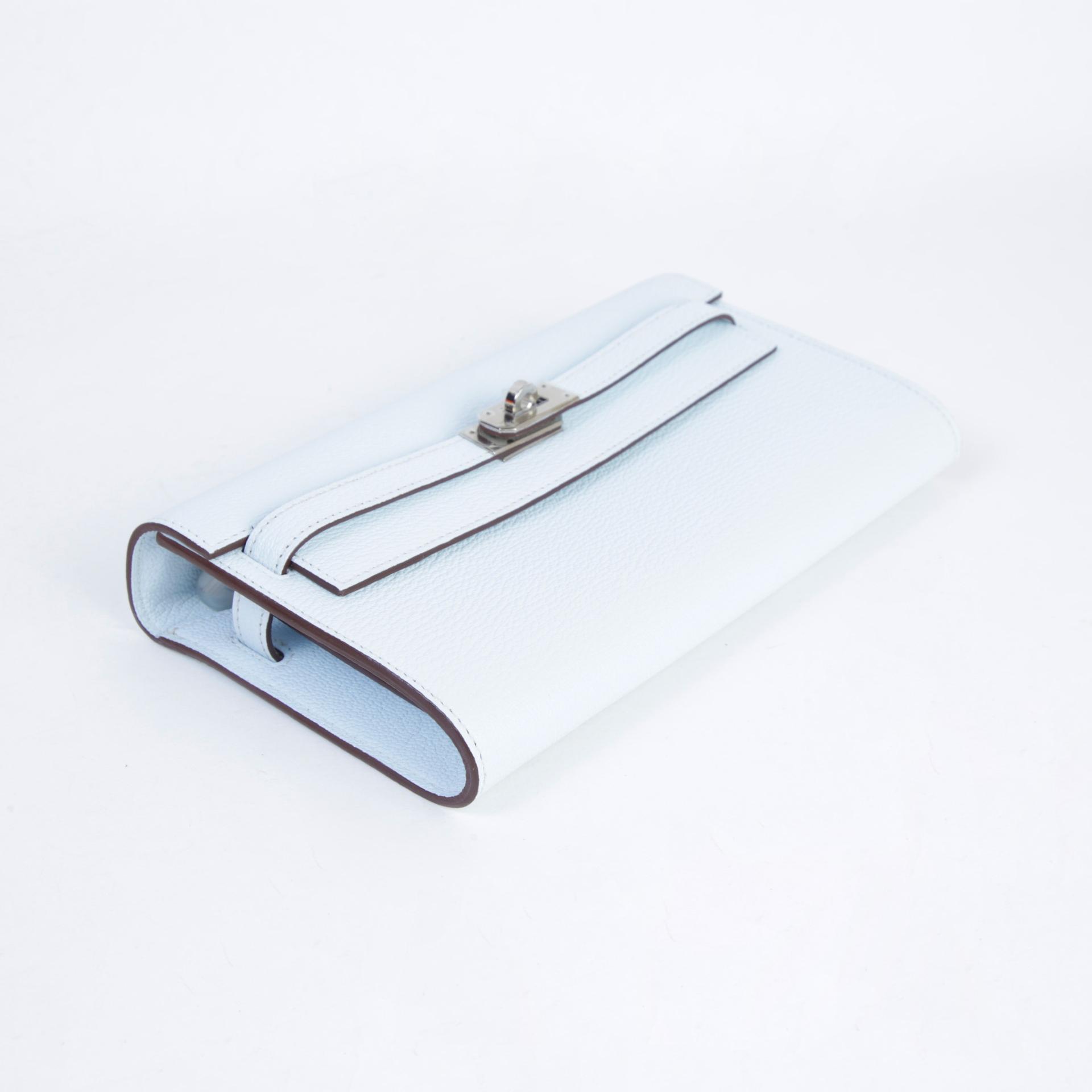 Unused ( Rank NS ) HERMÈS Kelly To Go Wallet Bleu Brume (T0) Chevre Palladium hardware B (2023) - 3