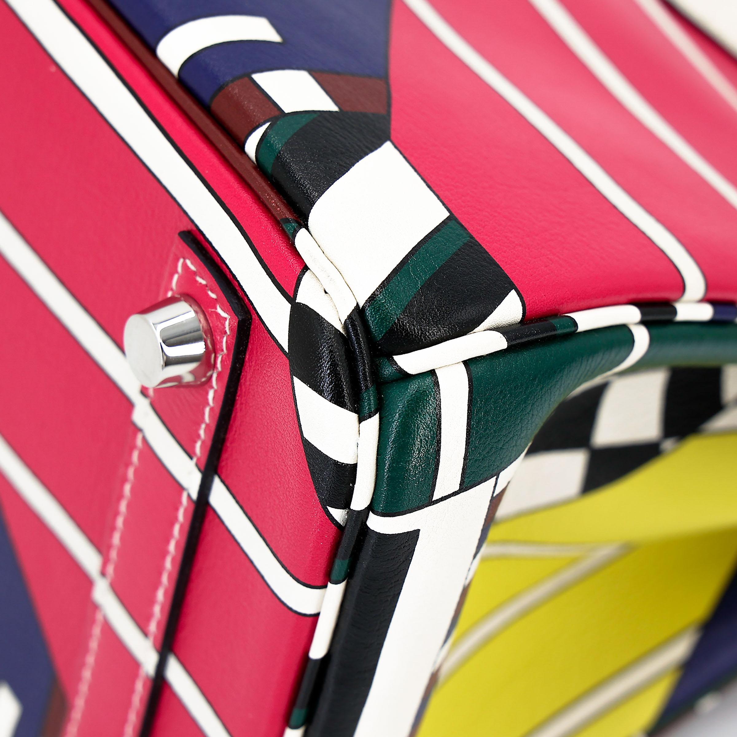 Very Good ( Rank A) HERMÈS Limited Edition Birkin 25 One Two Three and Away We Go Multi-color Swift Palladium hardware D (2019) - 16