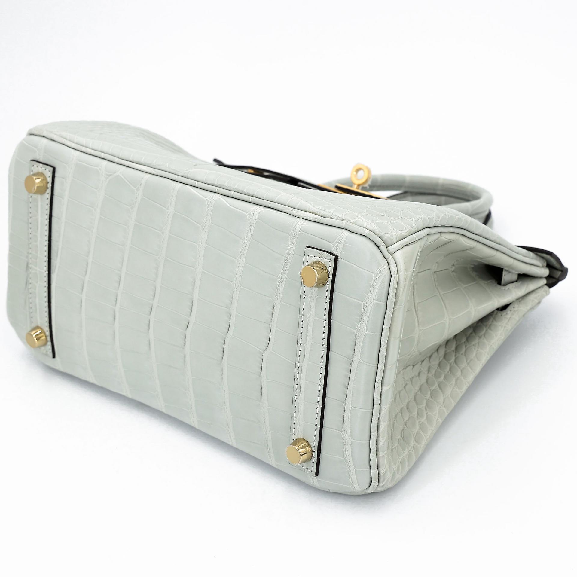 Brand New ( Rank N ) HERMÈS Birkin 25 Gris Neve (0W) Matte Alligator Gold hardware K (2025) - 6