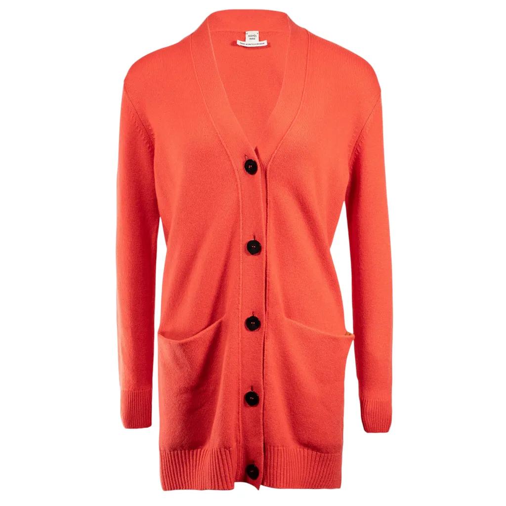 V-neck knit cardigan Orange